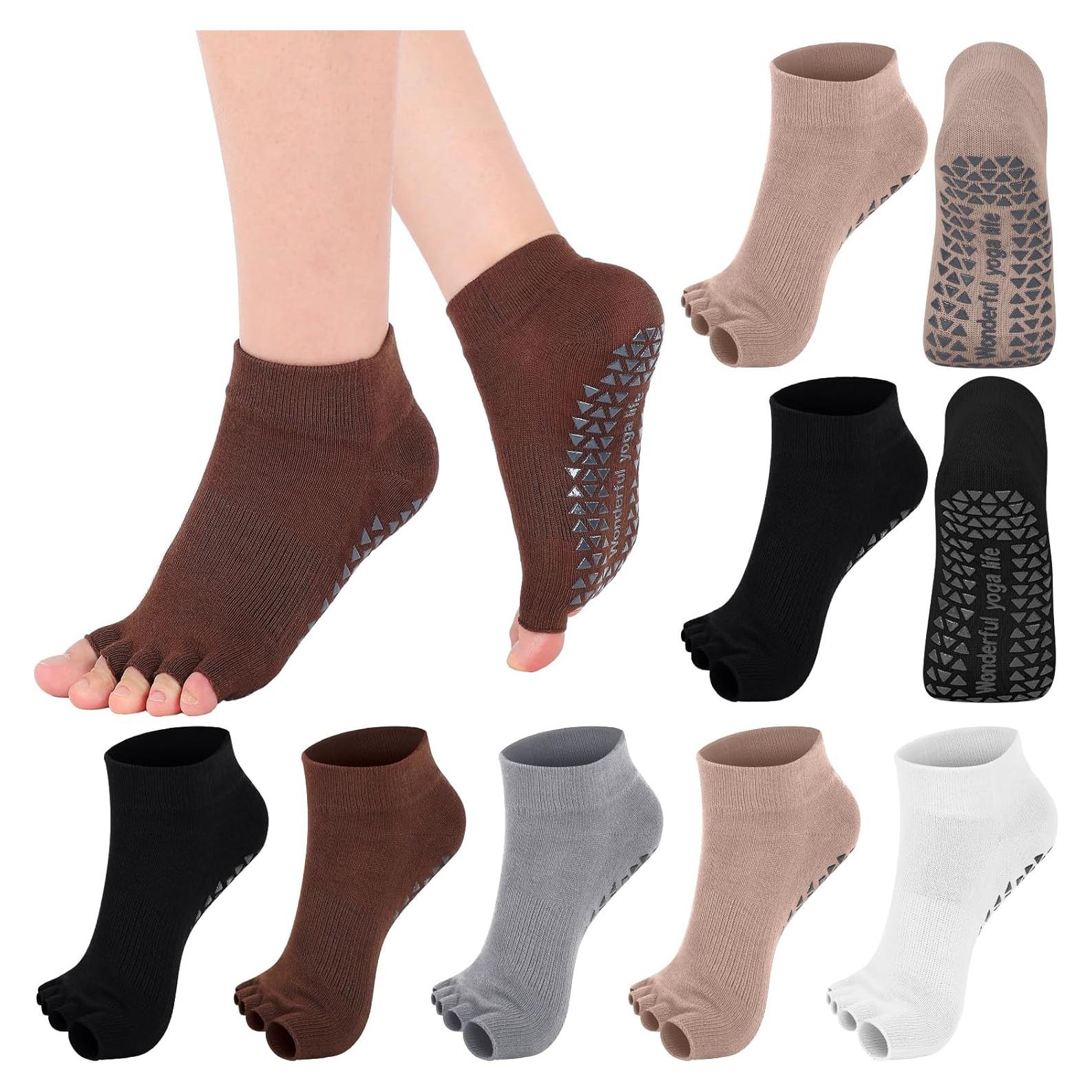 Calcetines de Yoga Sin Dedos Jeyiour 5 Pares Antideslizantes