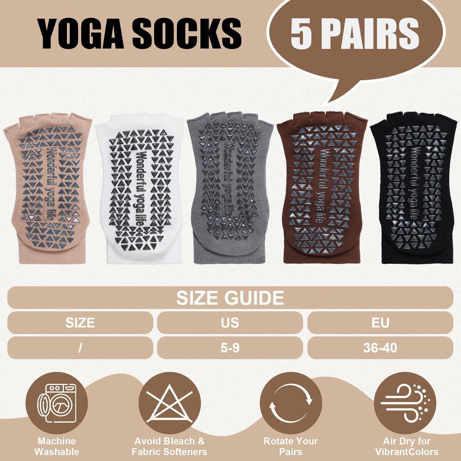 Calcetines de Yoga Sin Dedos Jeyiour 5 Pares Antideslizantes