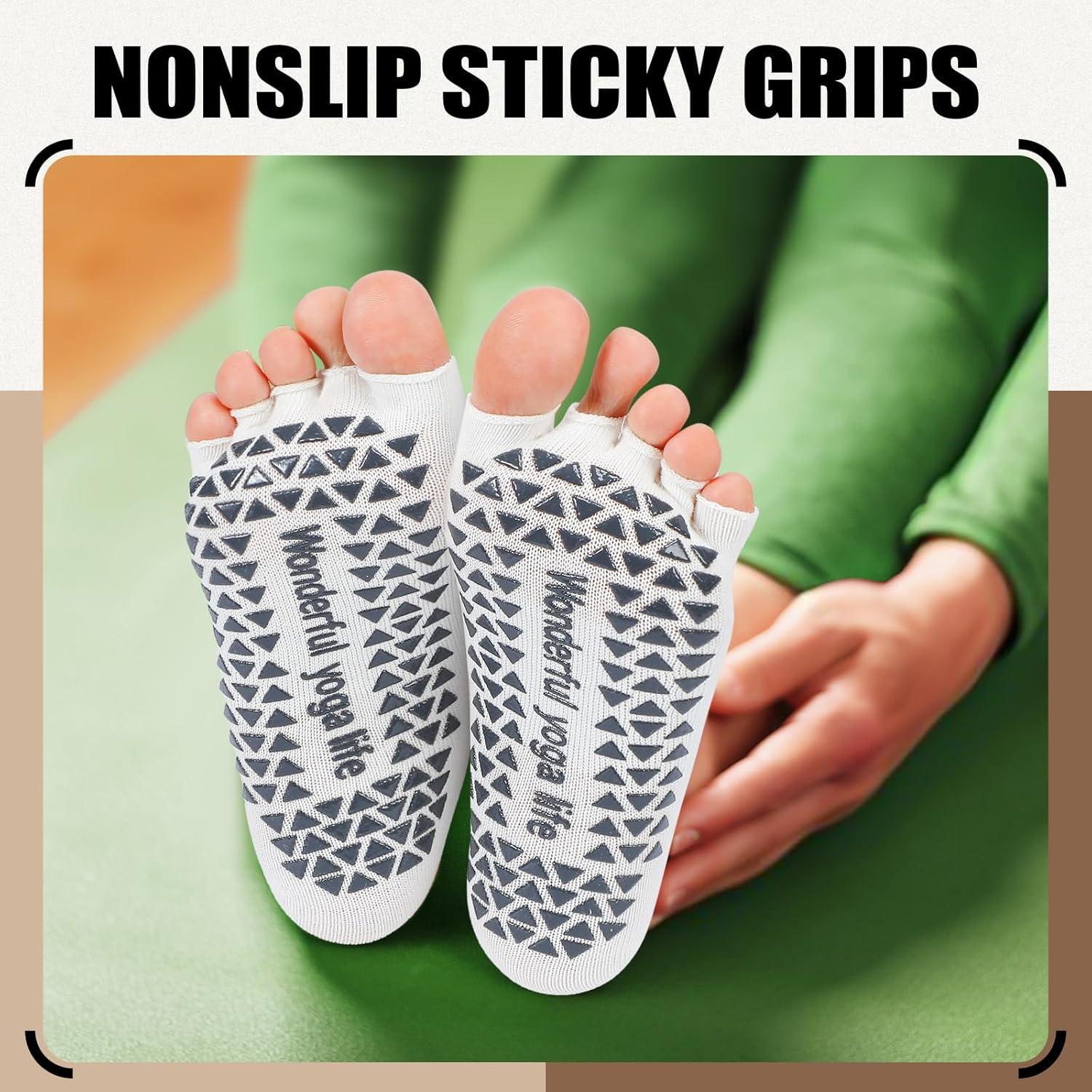 Calcetines de Yoga Sin Dedos Jeyiour 5 Pares Antideslizantes