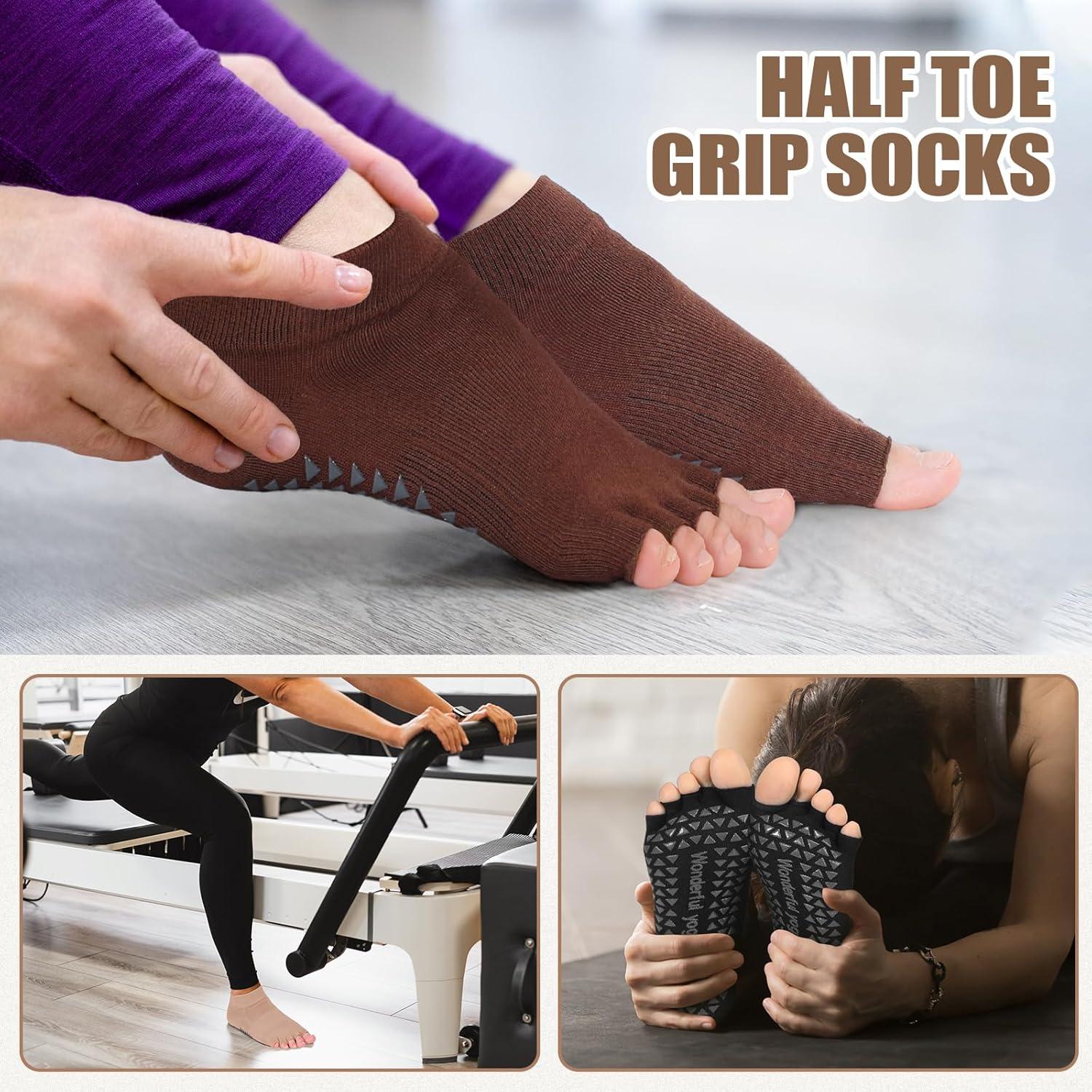 Calcetines de Yoga Sin Dedos Jeyiour 5 Pares Antideslizantes