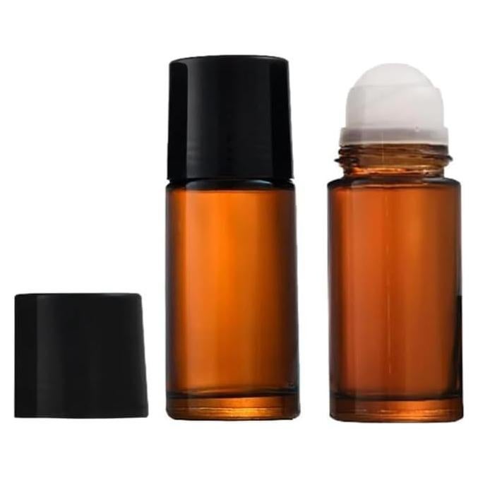 2 Botellas Rellenables de Vidrio Marrón 50ml con Roller Junfamilee