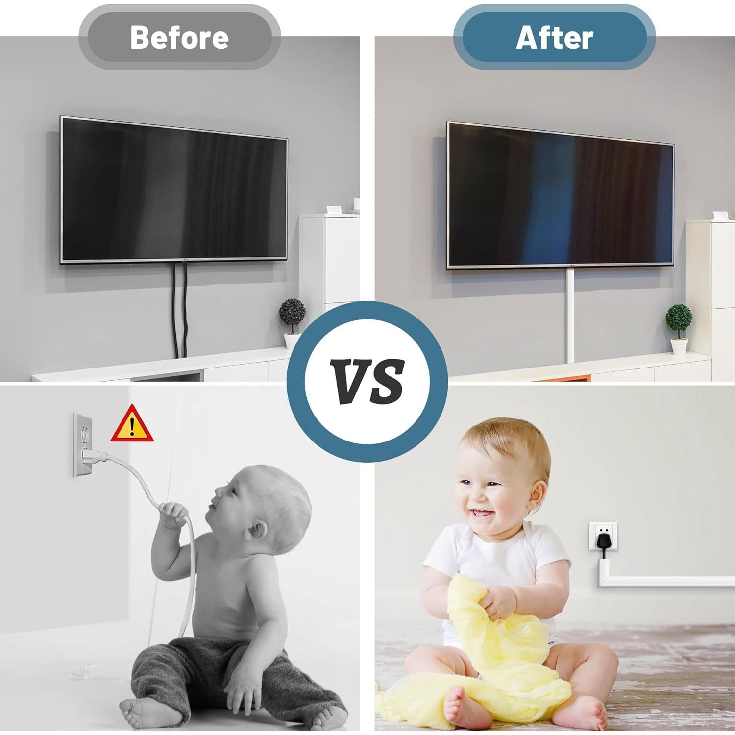 Kit Ocultador de Cables ZhiYo 172.72cm Blanco 4 Secciones