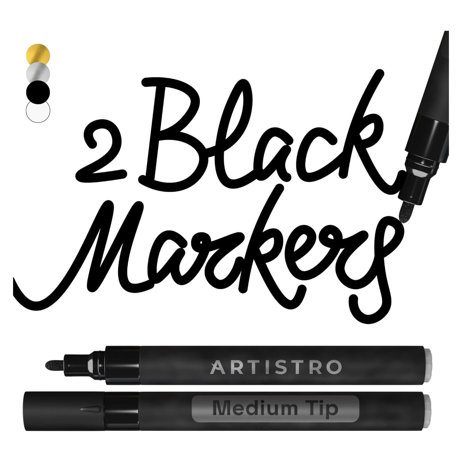 Marcadores de Pintura Acrílica Negros Artistro - 3mm - 2 Unidades