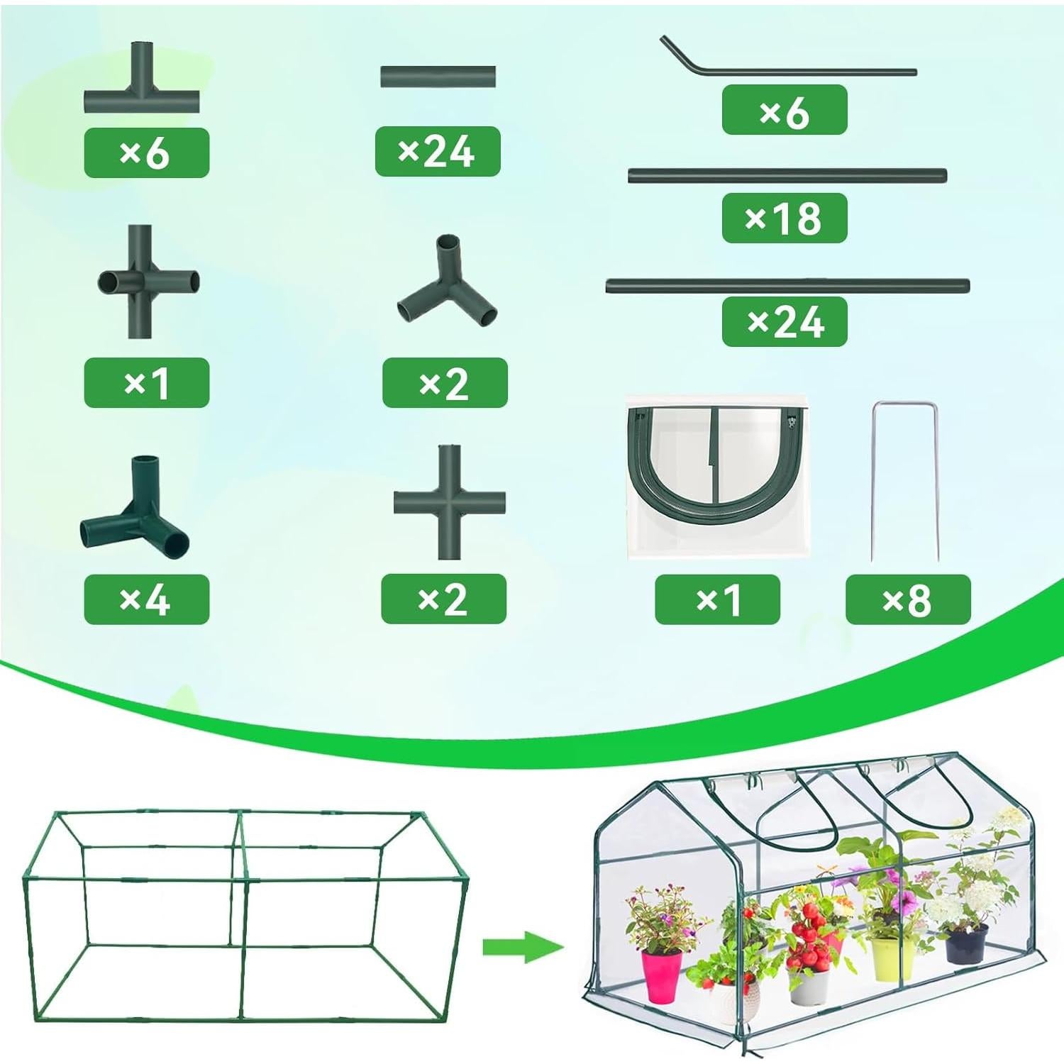 Mini Invernadero Portátil KBOROVER 180x91x91 cm Transparente