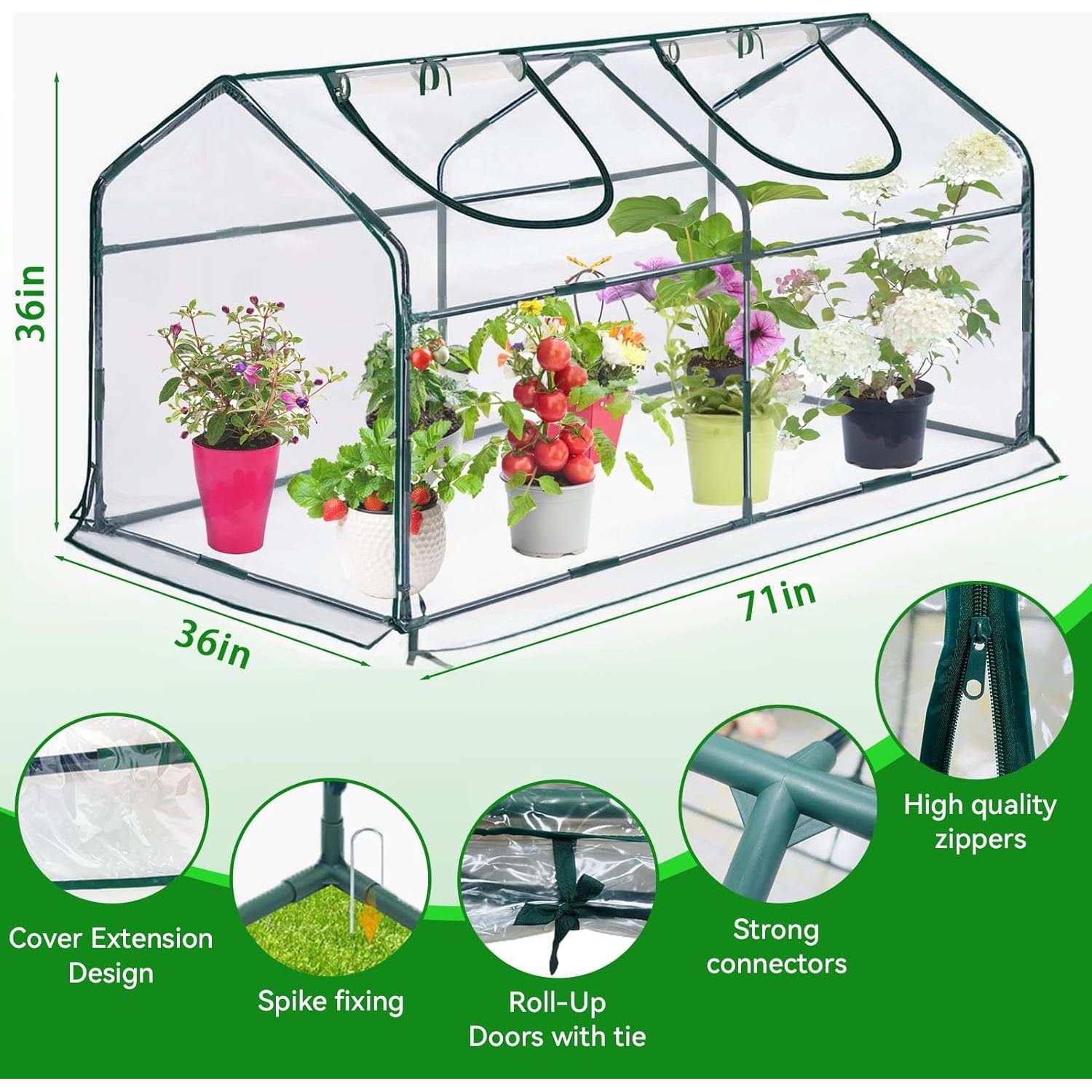 Mini Invernadero Portátil KBOROVER 180x91x91 cm Transparente