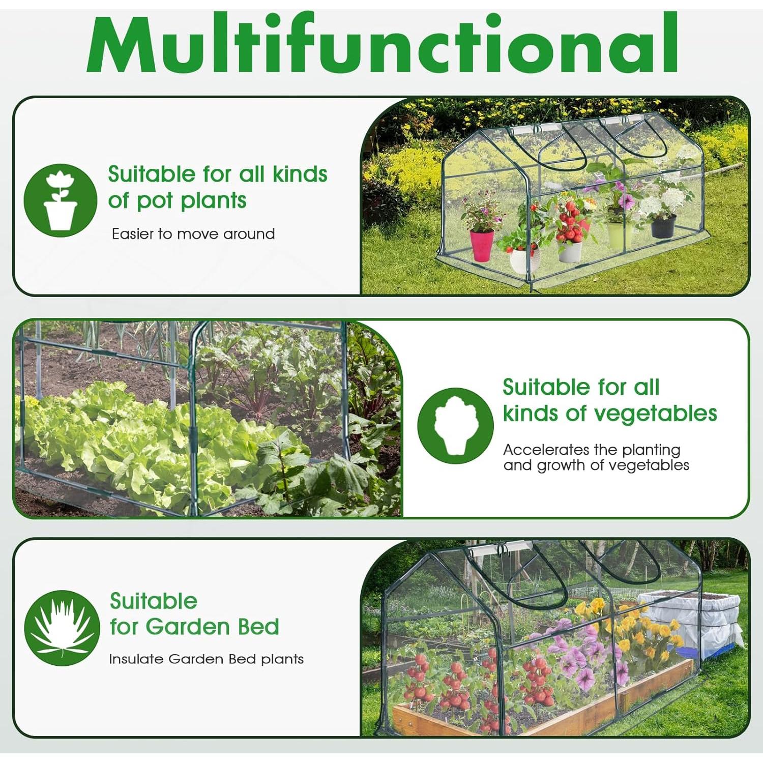 Mini Invernadero Portátil KBOROVER 180x91x91 cm Transparente