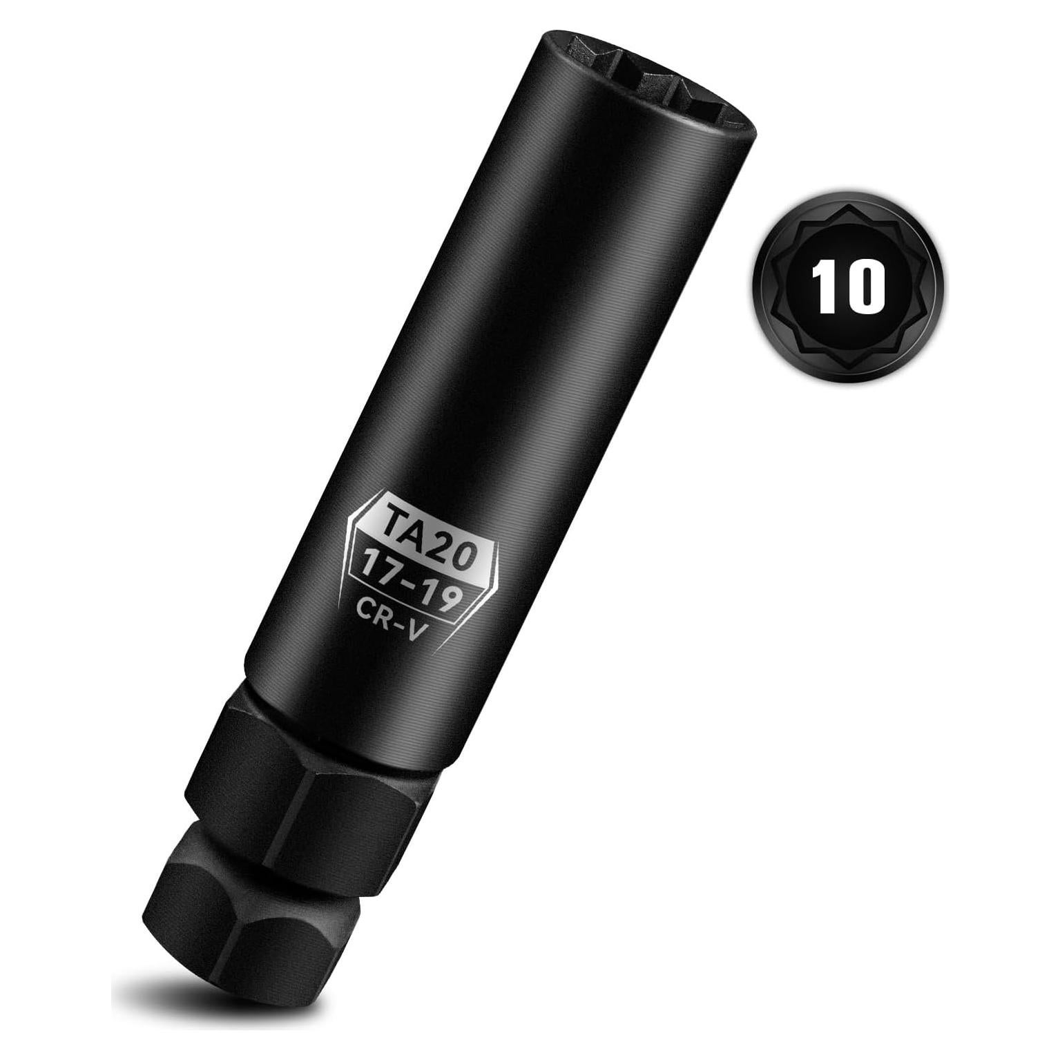 10 Spline Lug Nut Key, TA20-17/19 Socket,Lug Nut Removal Tool Of 17mm & 19mm Hex Drive, Wheel Replacement Key To Double-Hex Heads, Cr-V Steel