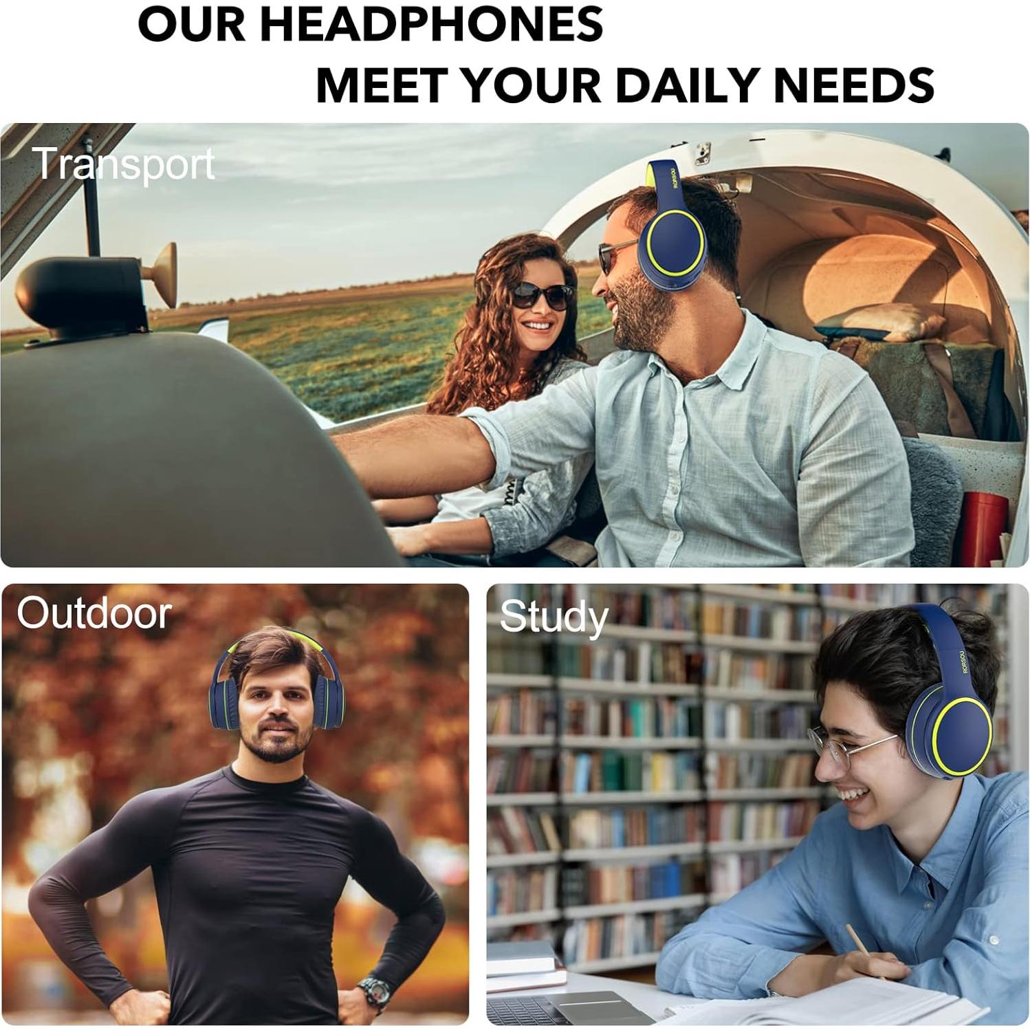 Auriculares Inalámbricos RORSOU B10 Bluetooth 5.3 50h Azul