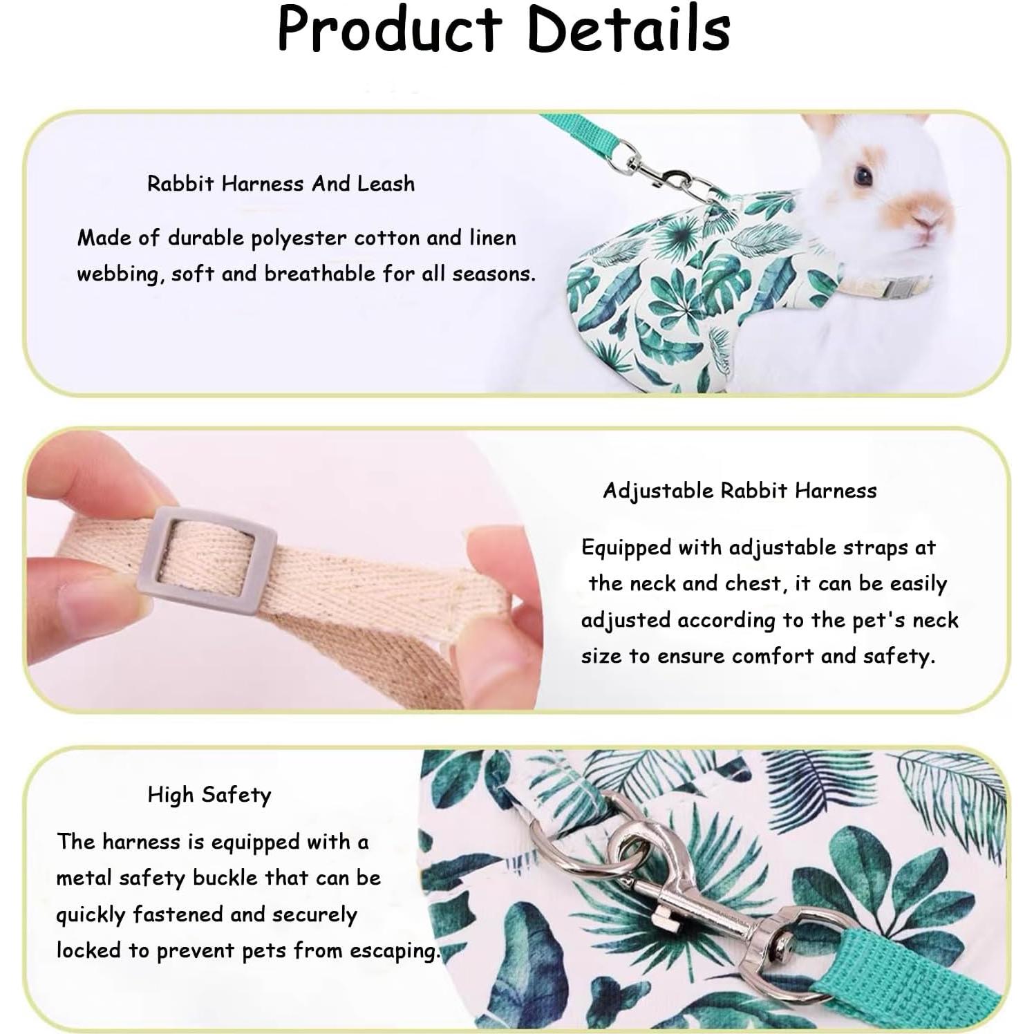 Arnés y Correa Ajustable WEWAYKGJ para Conejos Tamaño M