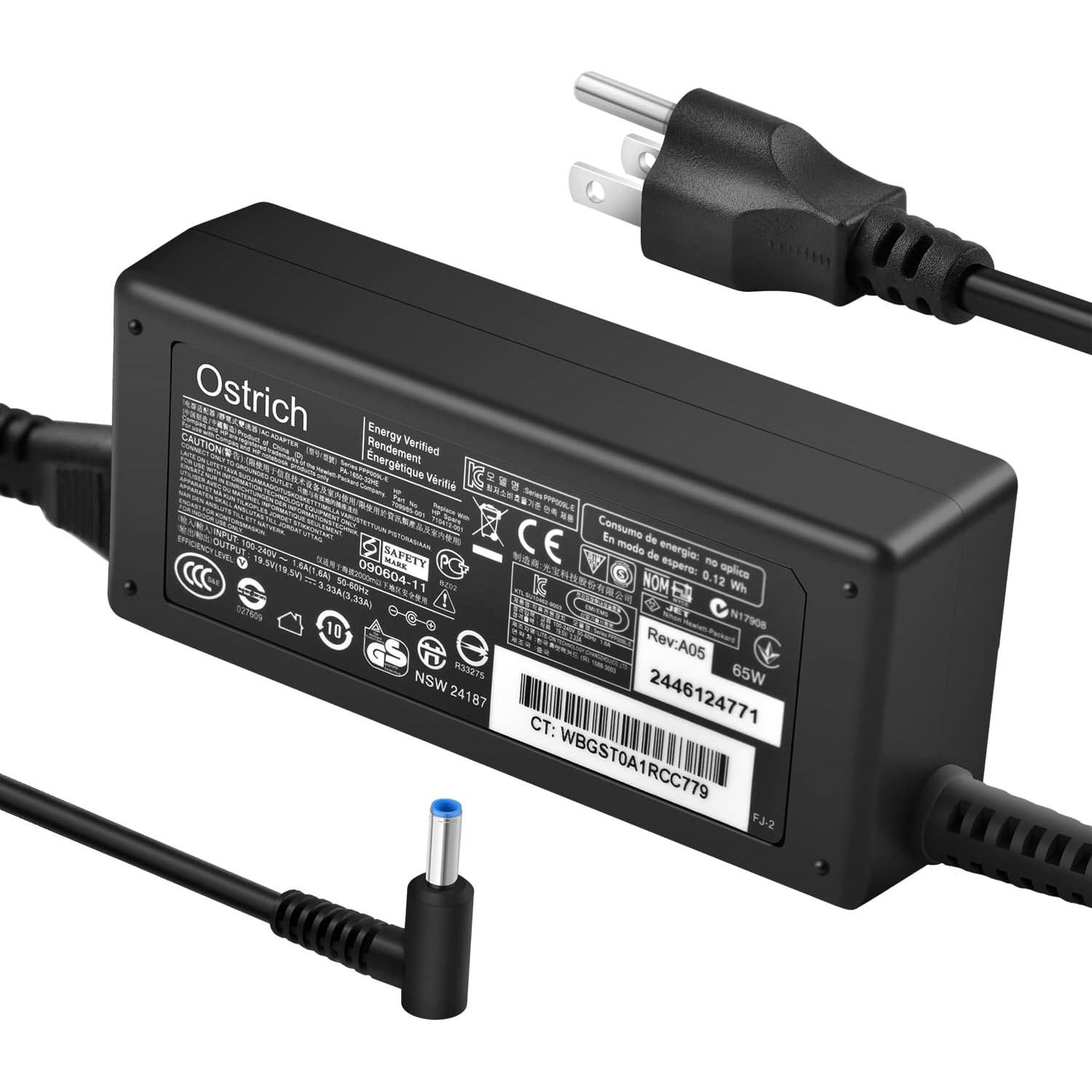 Cargador HP 65W/45W Punta Azul Adaptador de Corriente