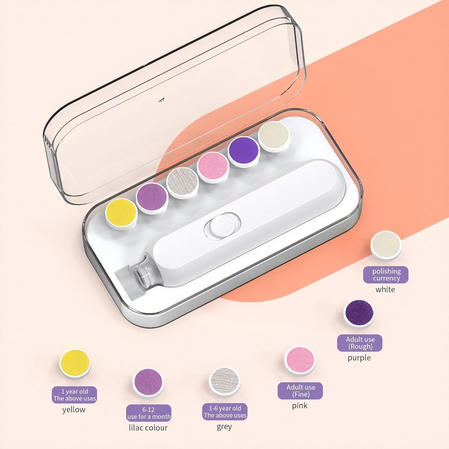 Cortador de Uñas Eléctrico para Bebés Wishator 6 en 1 Blanco