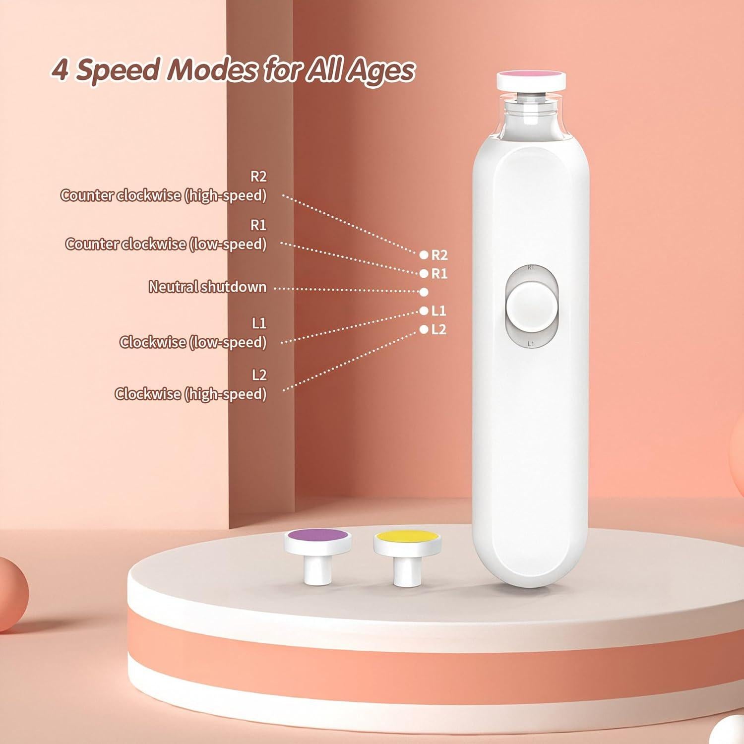 Cortador de Uñas Eléctrico para Bebés Wishator 6 en 1 Blanco