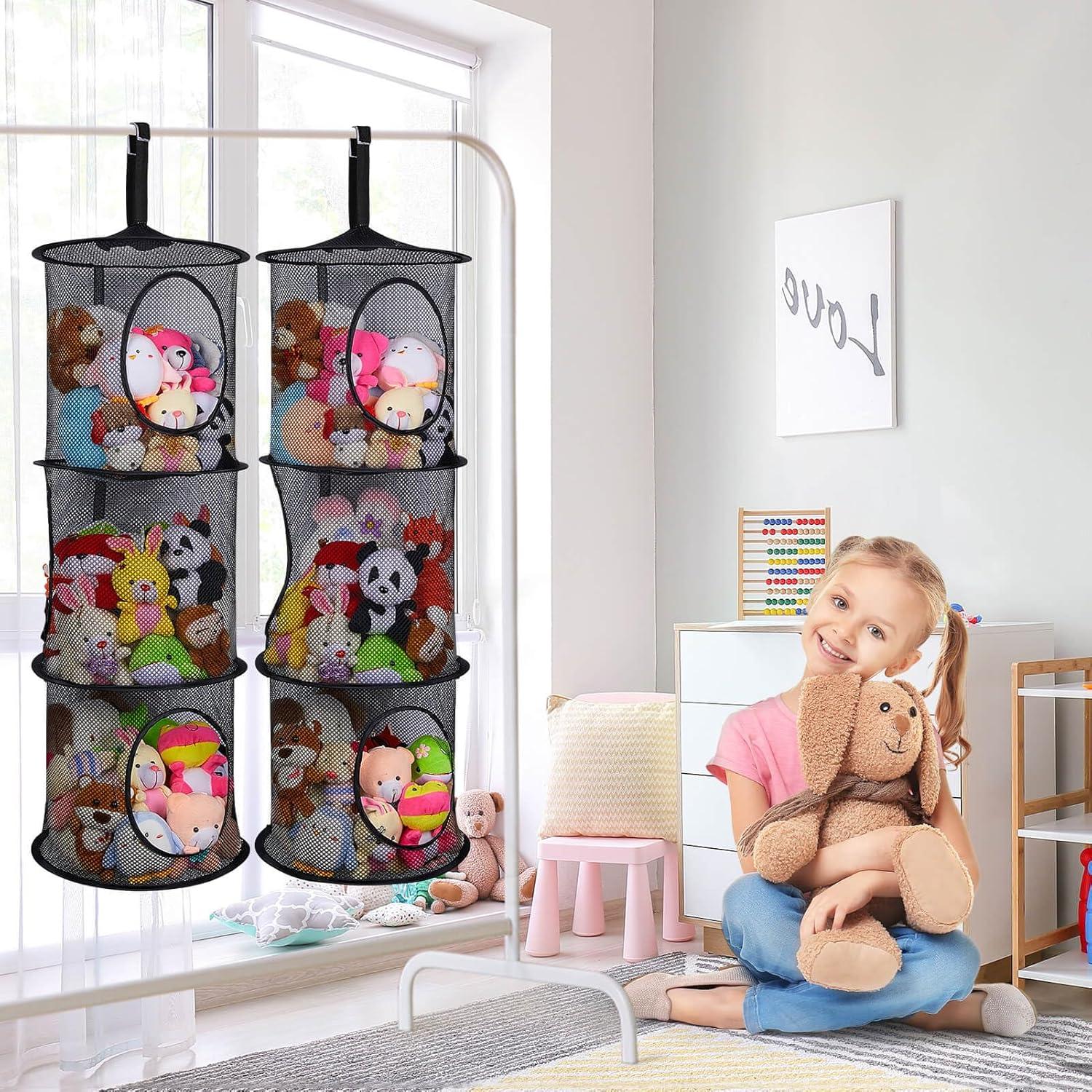 Organizador de Hamaca para Animales de Peluche Basumee 2 Pcs Negro