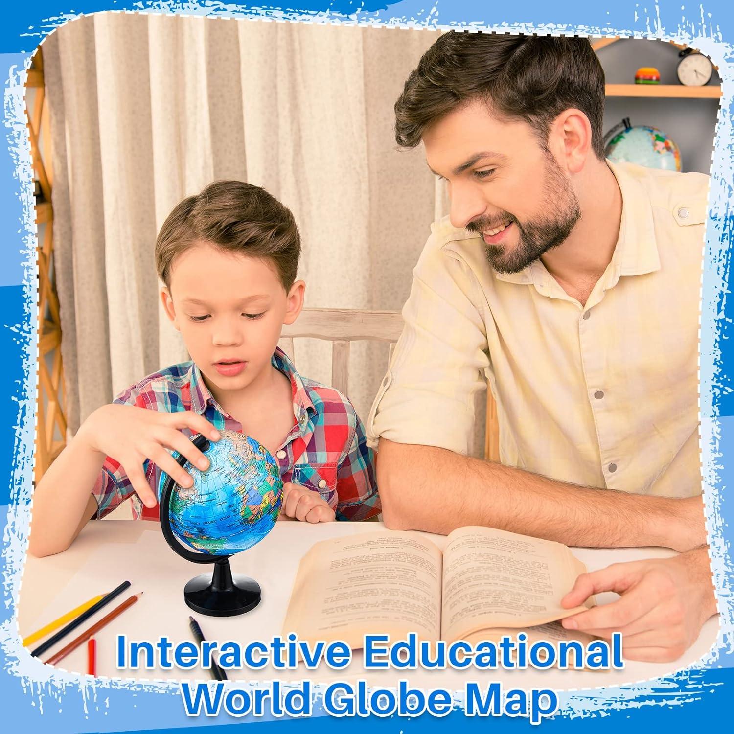 Globo Terráqueo Mini 11.7 cm Henoyso 6 Pcs Educativo Negro