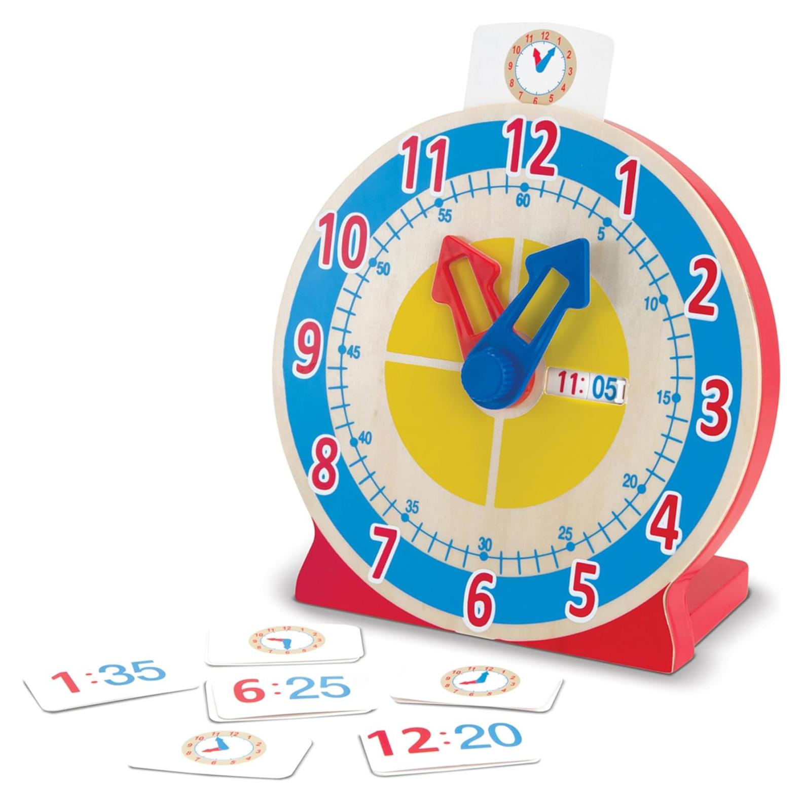 Reloj de Madera Educativo Melissa & Doug con Tarjetas de Tiempo