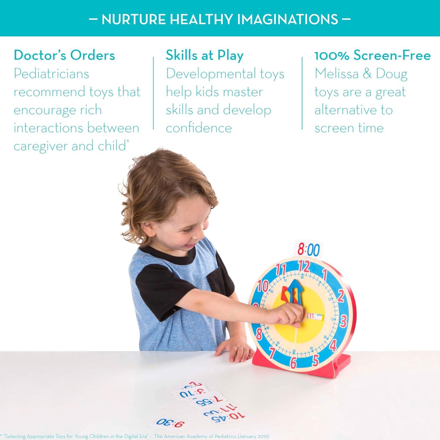 Reloj de Madera Educativo Melissa & Doug con Tarjetas de Tiempo