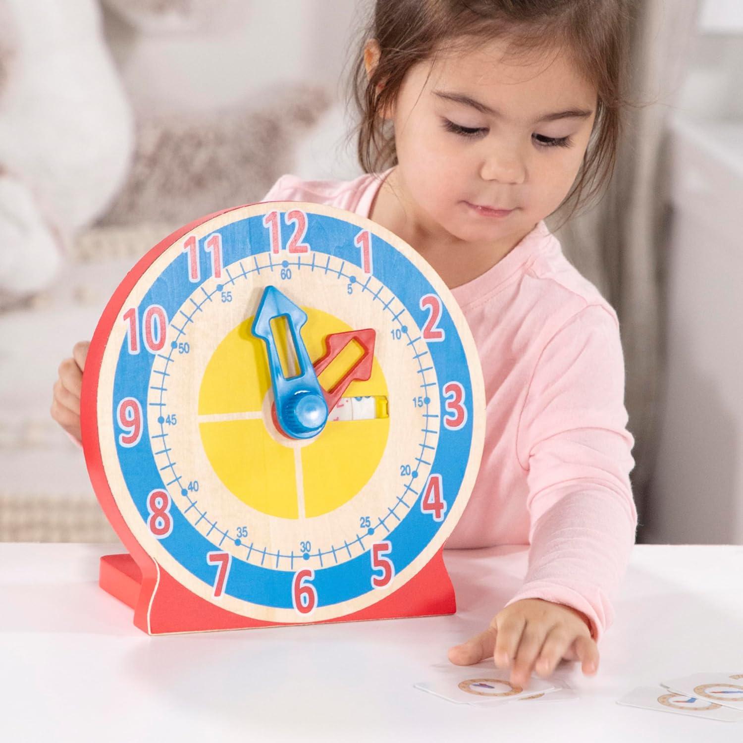 Reloj de Madera Educativo Melissa & Doug con Tarjetas de Tiempo