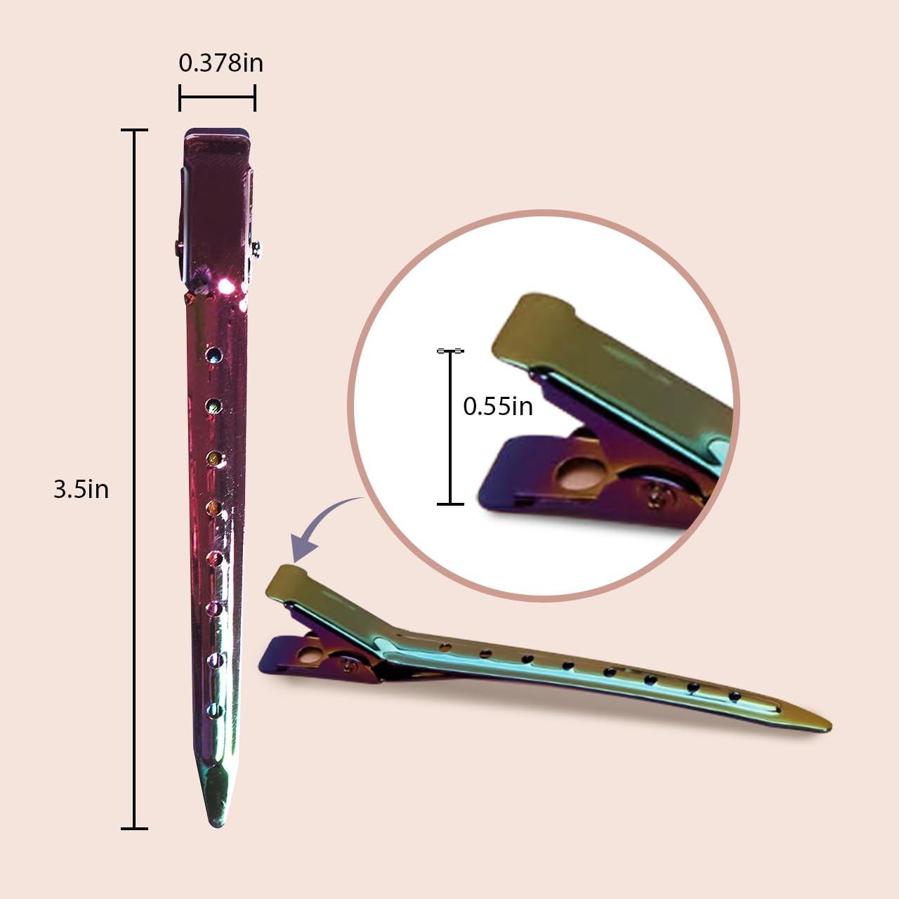 Clips de Cocodrilo Kitsch 8.89 cm Aluminio Iridiscente 6 Pcs