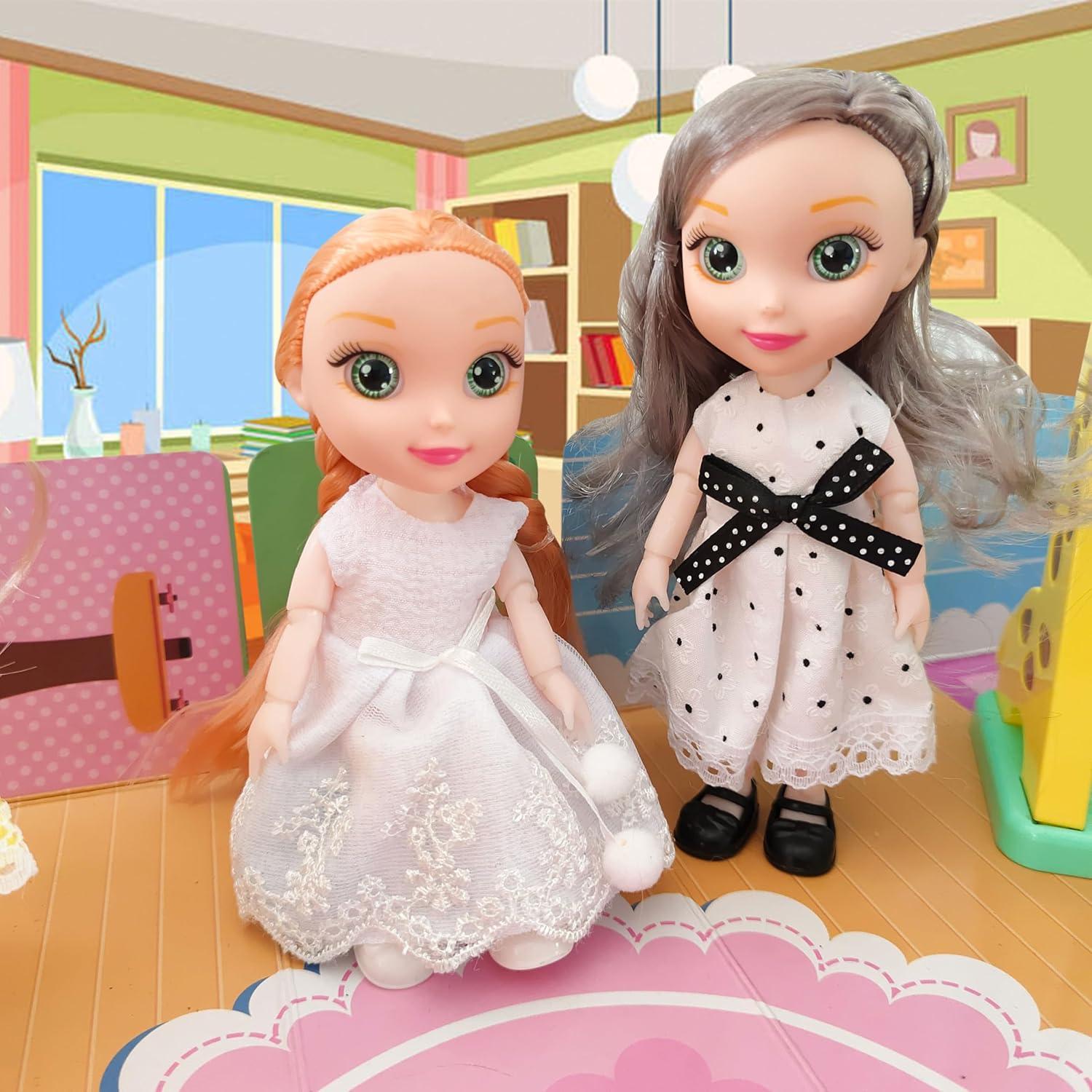 Muñecas Mini Niña Chenghai 16 cm con 10 Conjuntos de Ropa