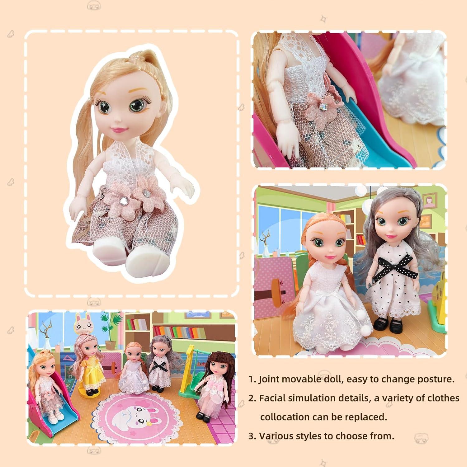Muñecas Mini Niña Chenghai 16 cm con 10 Conjuntos de Ropa