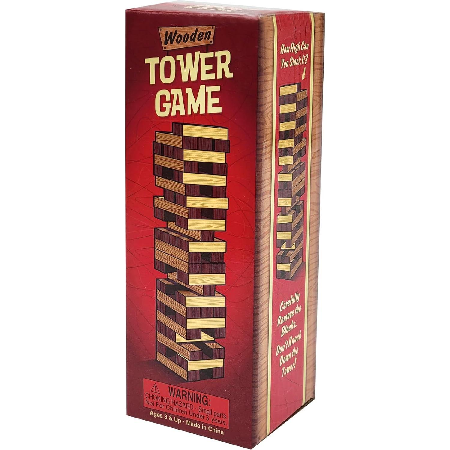Juego de Torre de Bloques de Madera Apilables 2-Pack