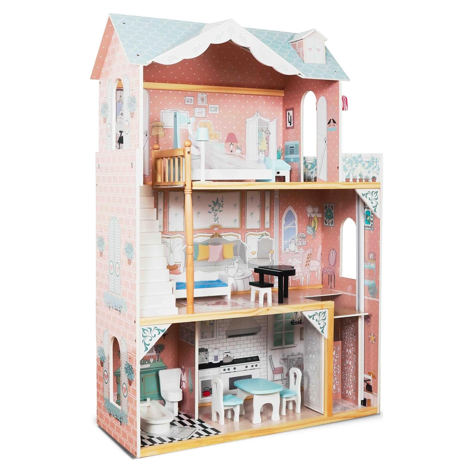 Casa de Muñecas de Madera Lil' Jumbl 3 Pisos con Ascensor Azul