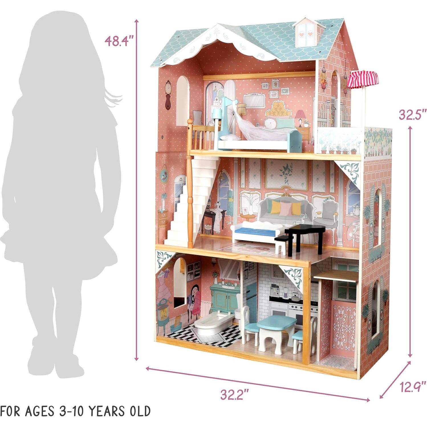 Casa de Muñecas de Madera Lil' Jumbl 3 Pisos con Ascensor Azul