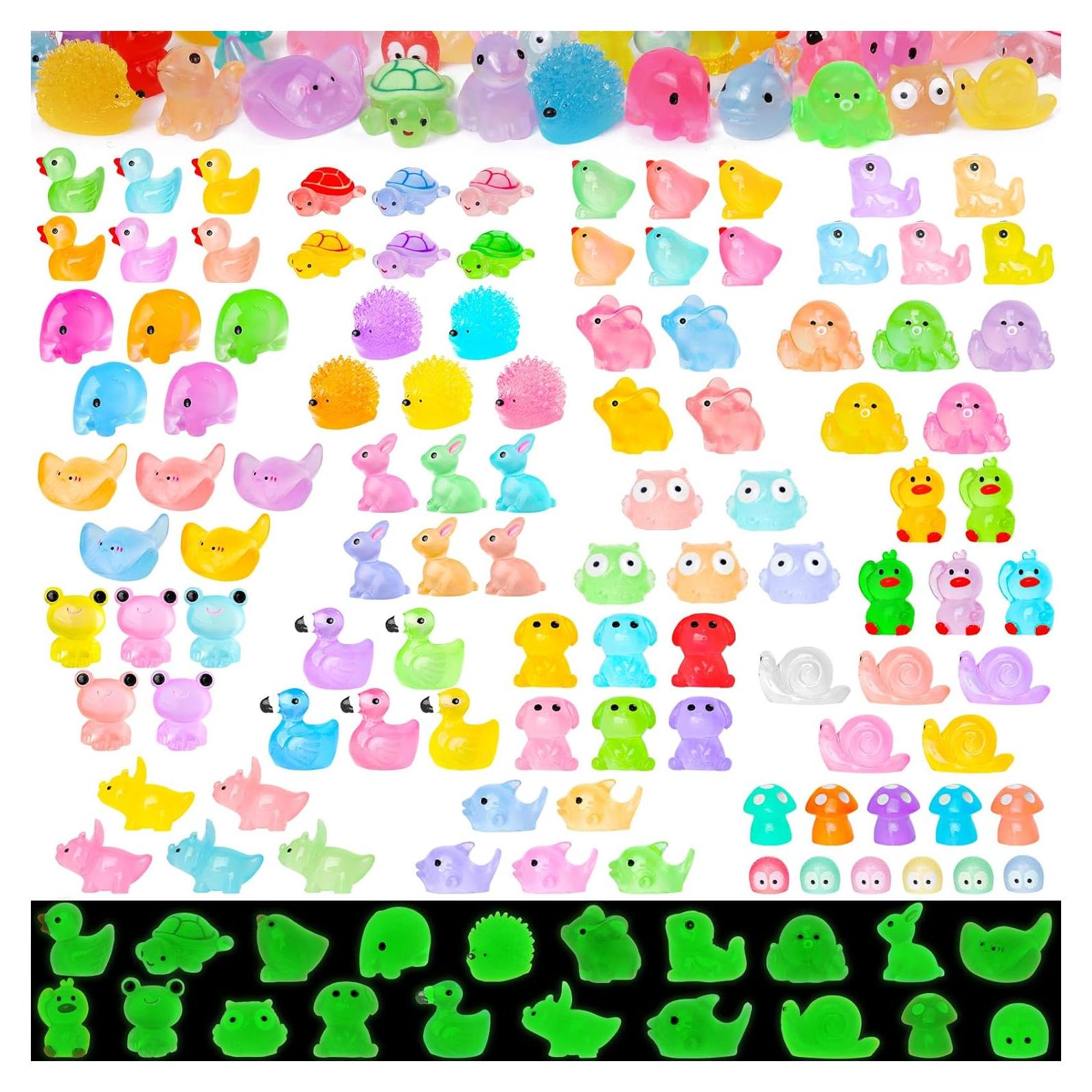 120 Piezas Animales Miniatura Resplandecientes QAUYETM