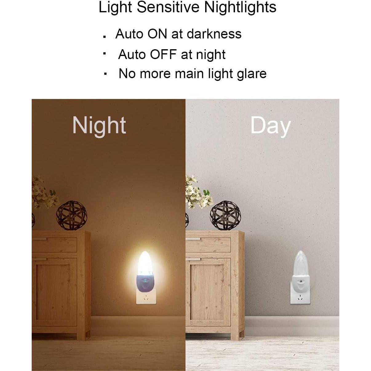 Luz Nocturna LED Multicolor GREENIC 4 Pcs Sensor Crepúsculo