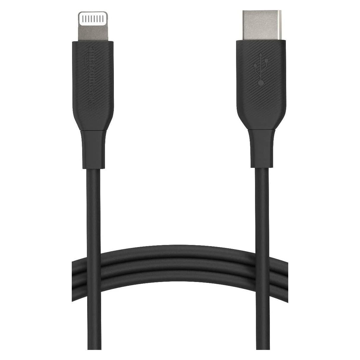 Cable USB-C a Lightning Amazon Basics MFi 0.91m Negro