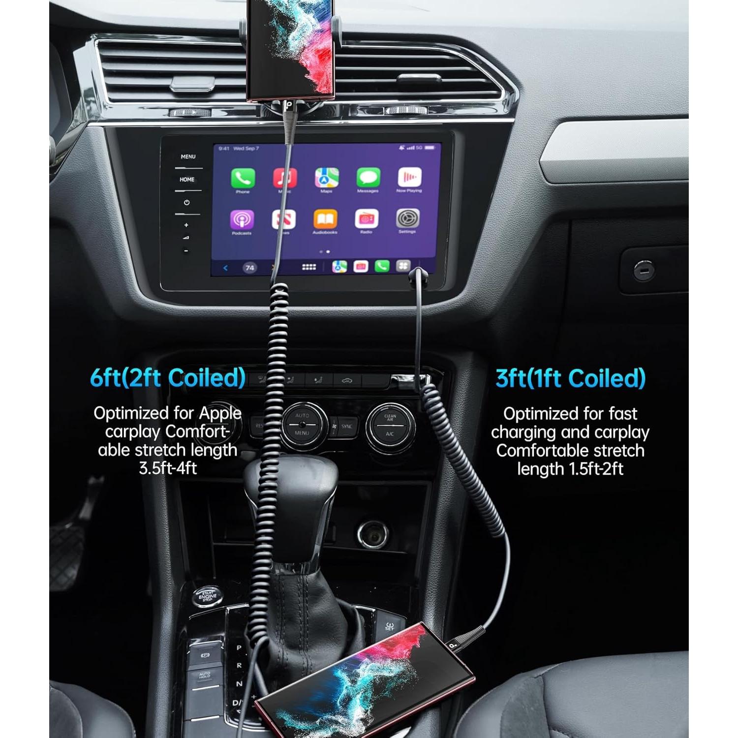 Cable USB C de carga rápida 66W PRAKIE 0.91m Negro 2Pack