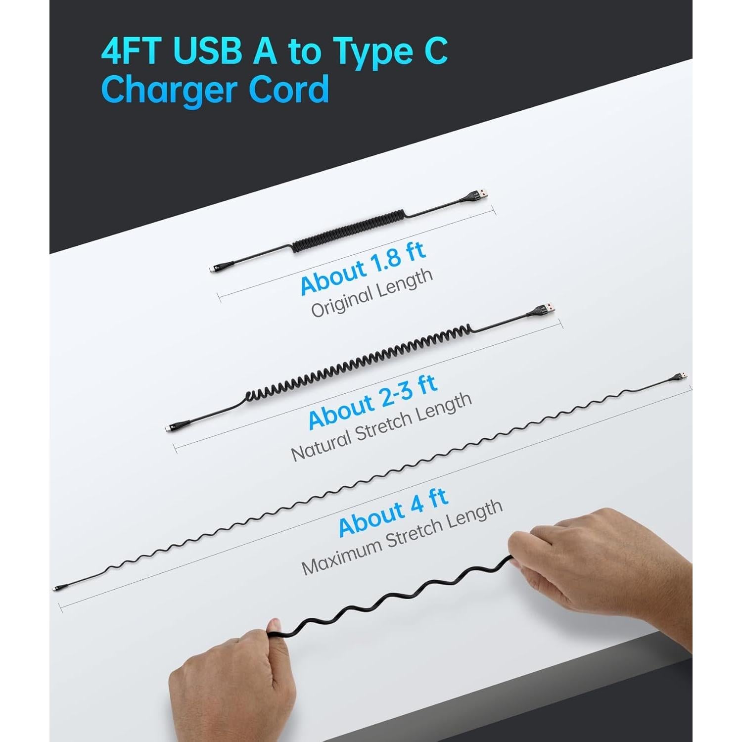 Cable USB C de carga rápida 66W PRAKIE 0.91m Negro 2Pack