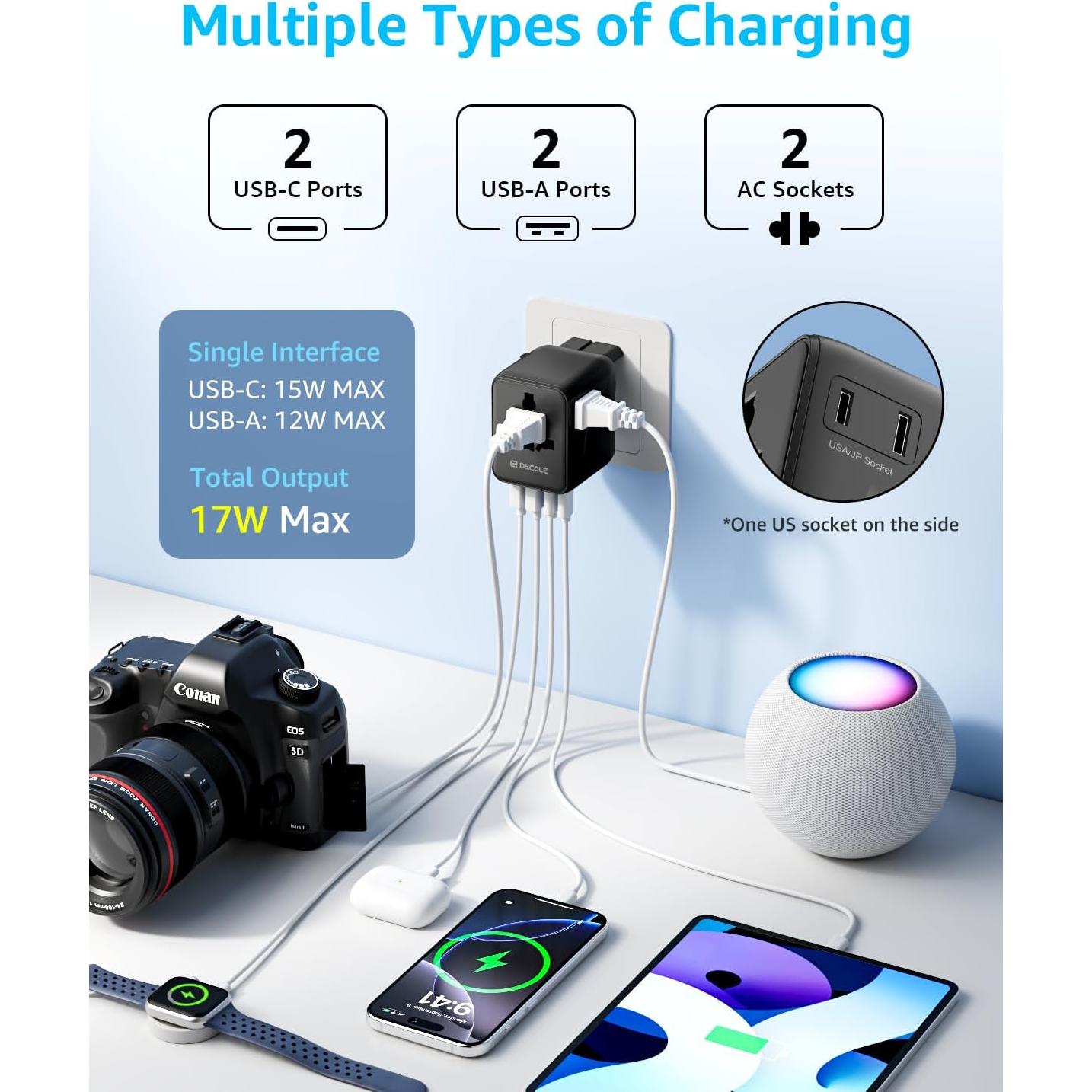 Adaptador de Viaje Universal Dongguan 17W 4 Puertos USB Negro