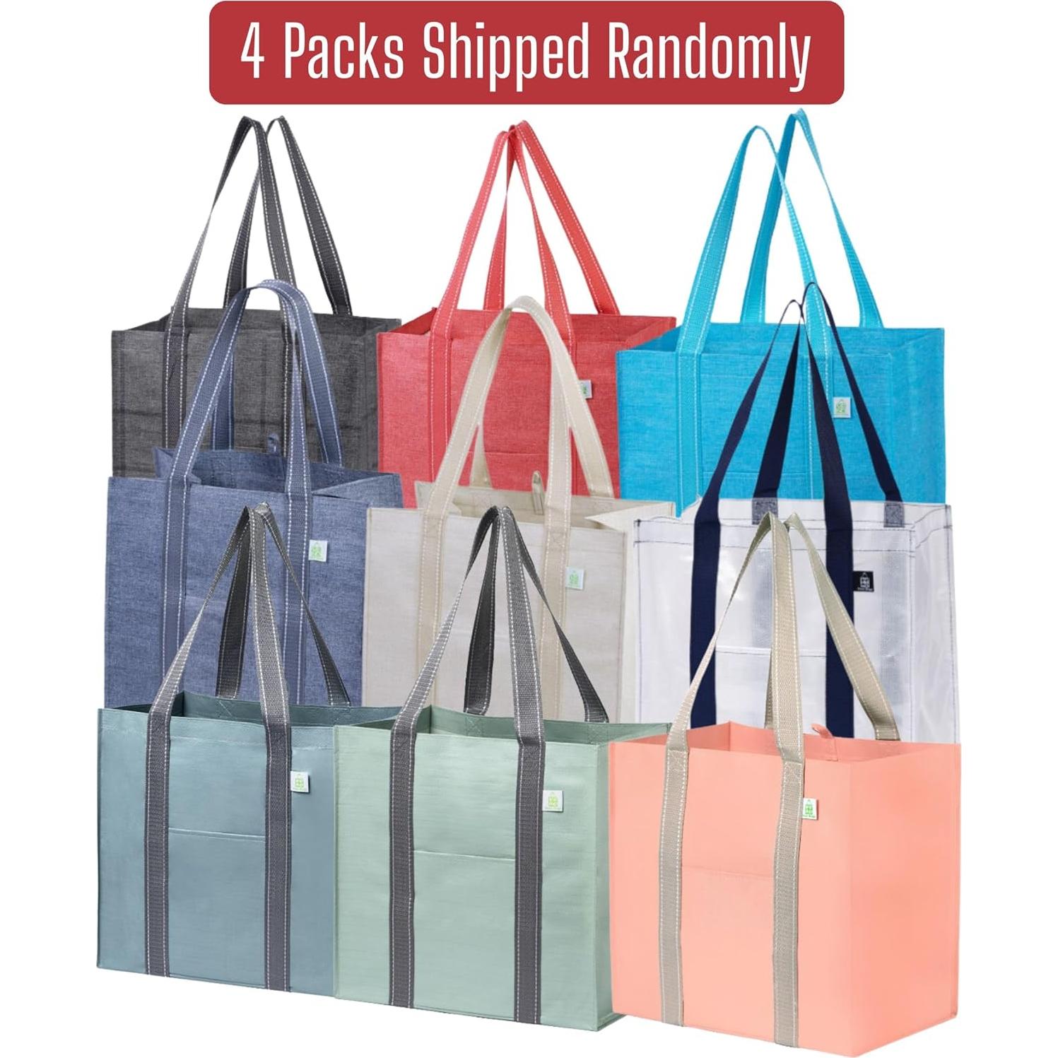 VENO 4 Bolsas de Compras Reutilizables con Fondo Duro 34L