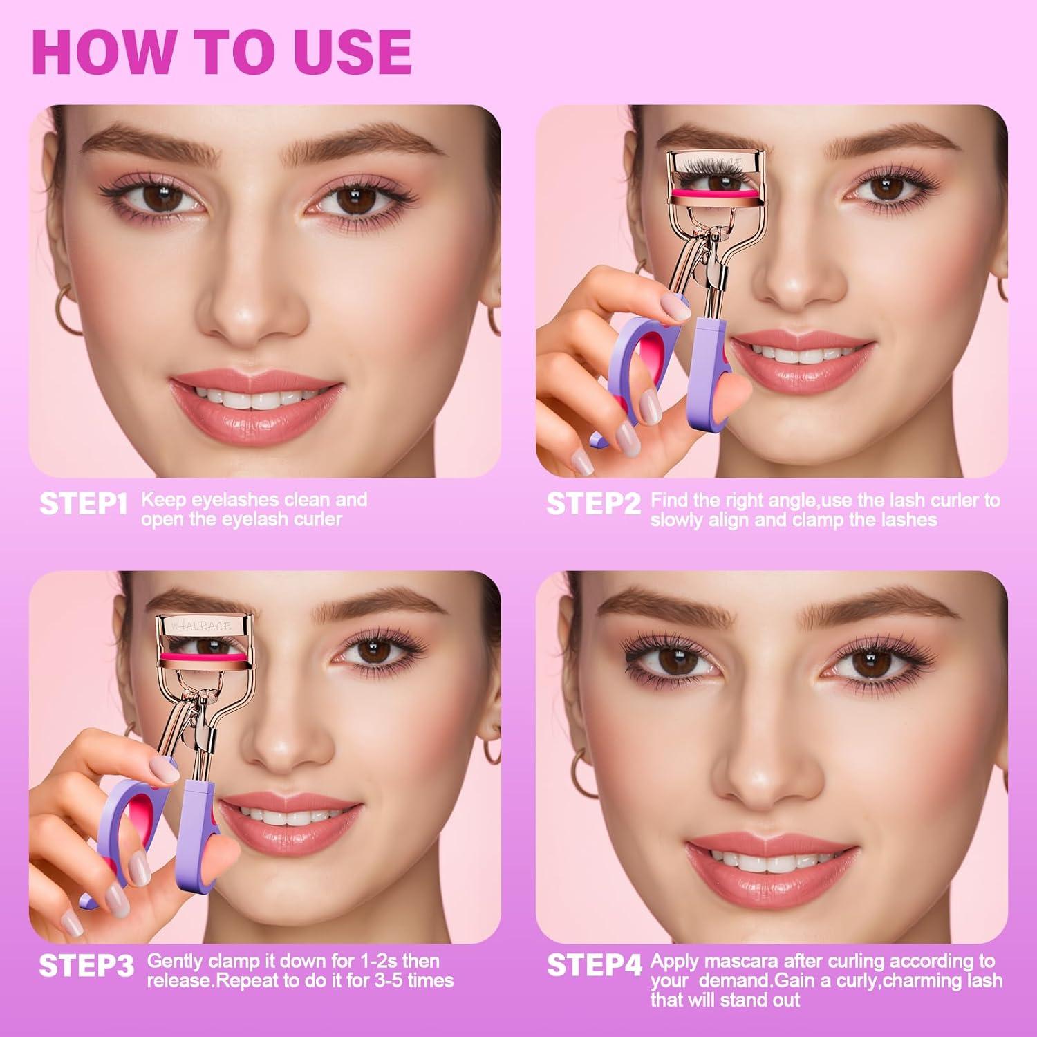 Rizador de Pestañas Whalrace Oro Rosa con 6 Almohadillas