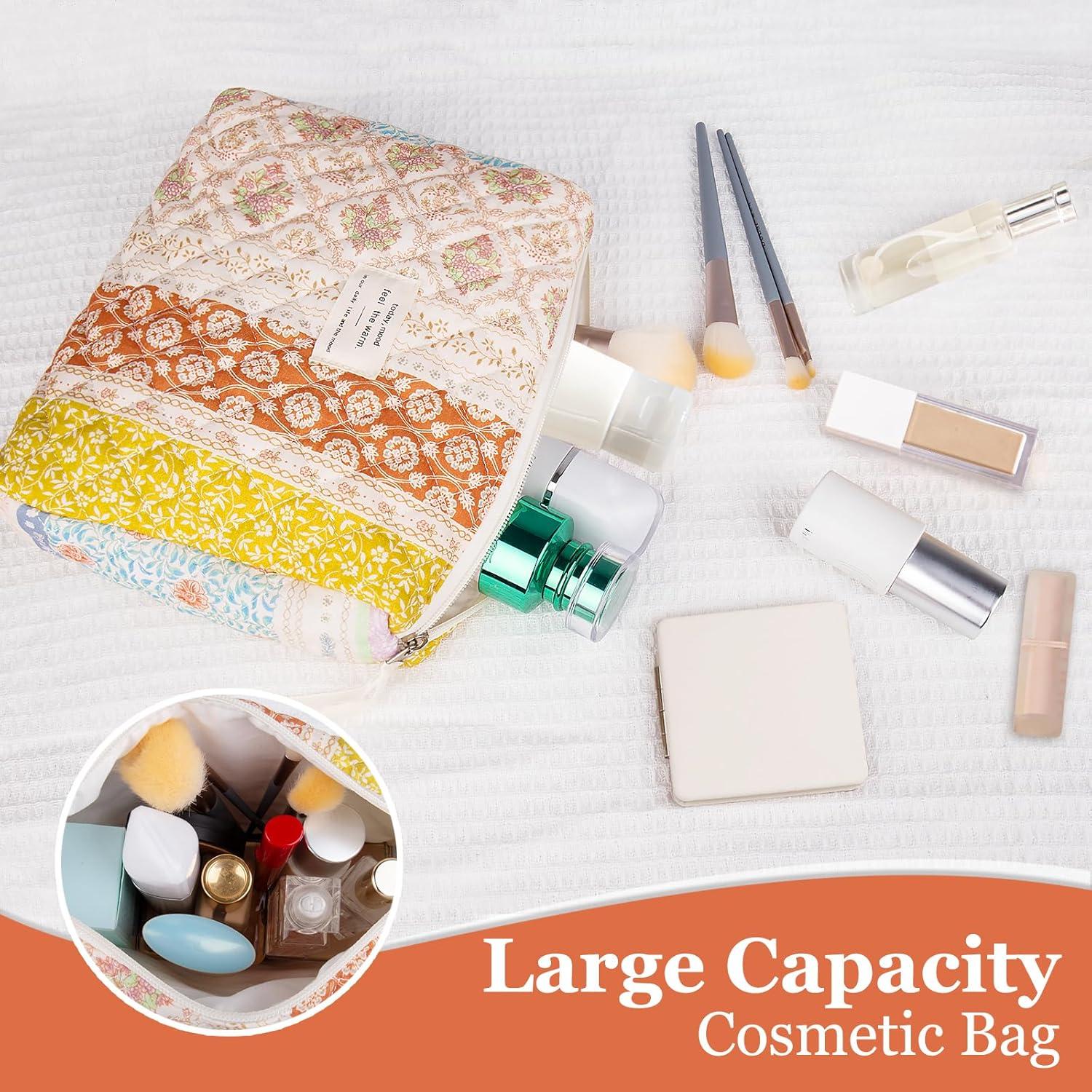 Juego de 2 Bolsas de Maquillaje Floral Acolchada 15x12x5cm