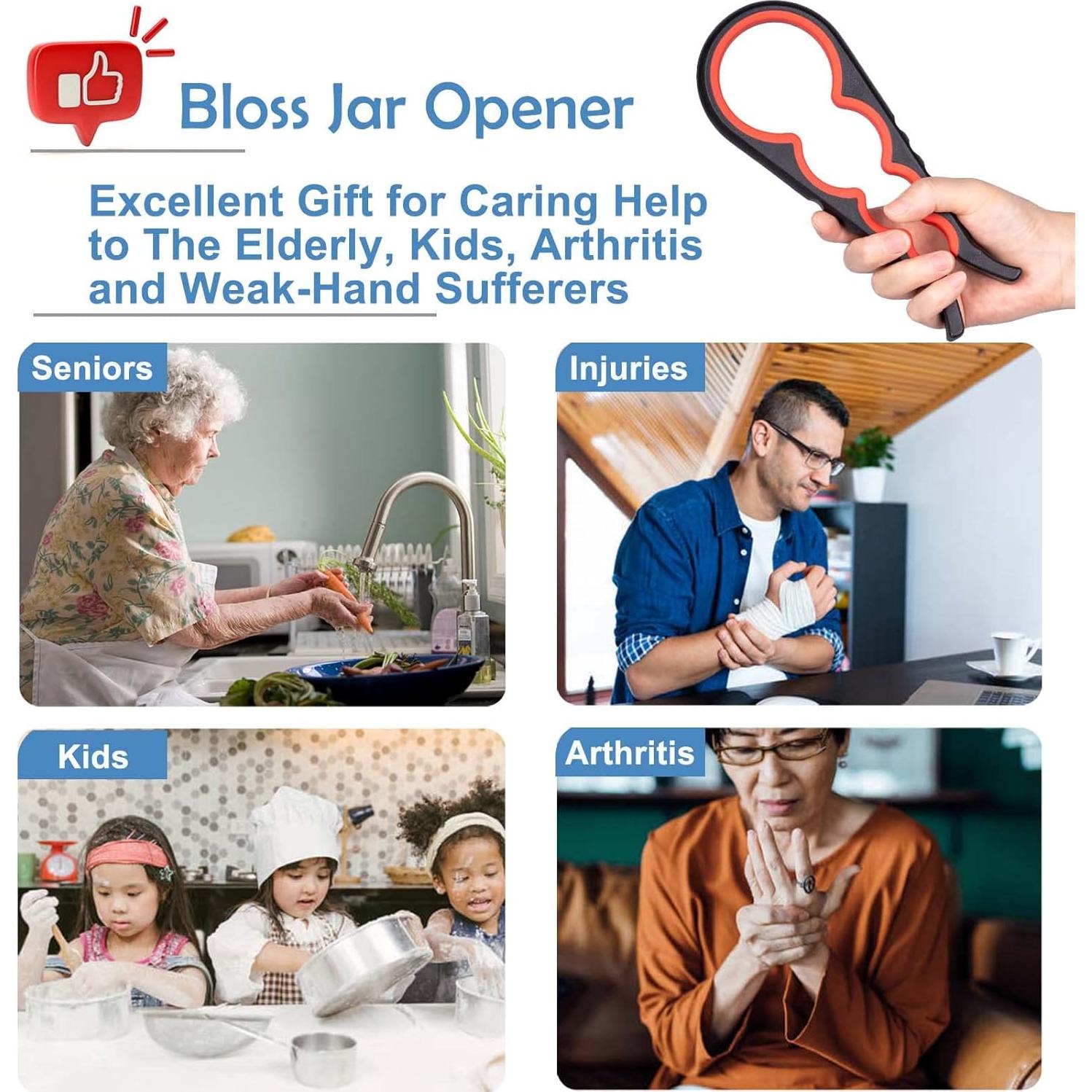 Abridor de Tarros 4 en 1 Bloss Antideslizante para Manos Débiles