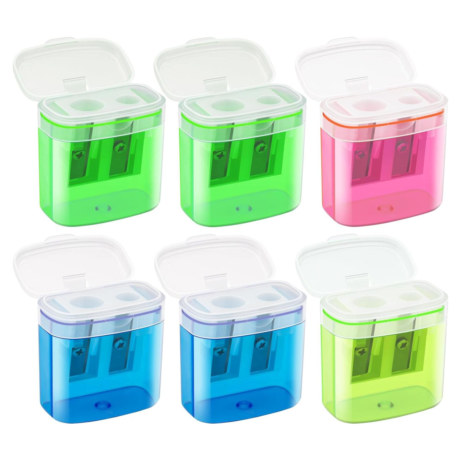 6 Sacapuntas Manuales JEFURE Doble Agujero Multicolor