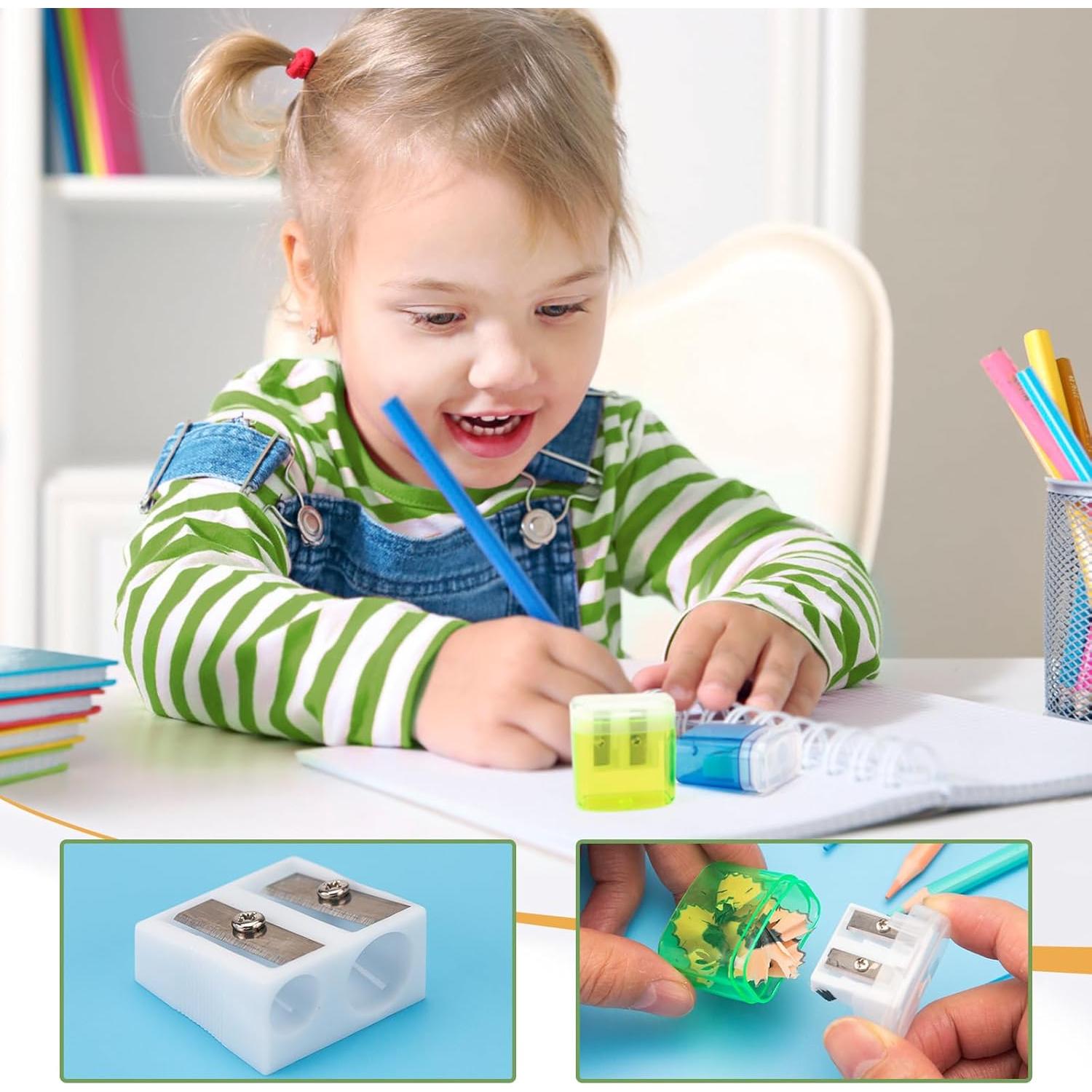 6 Sacapuntas Manuales JEFURE Doble Agujero Multicolor