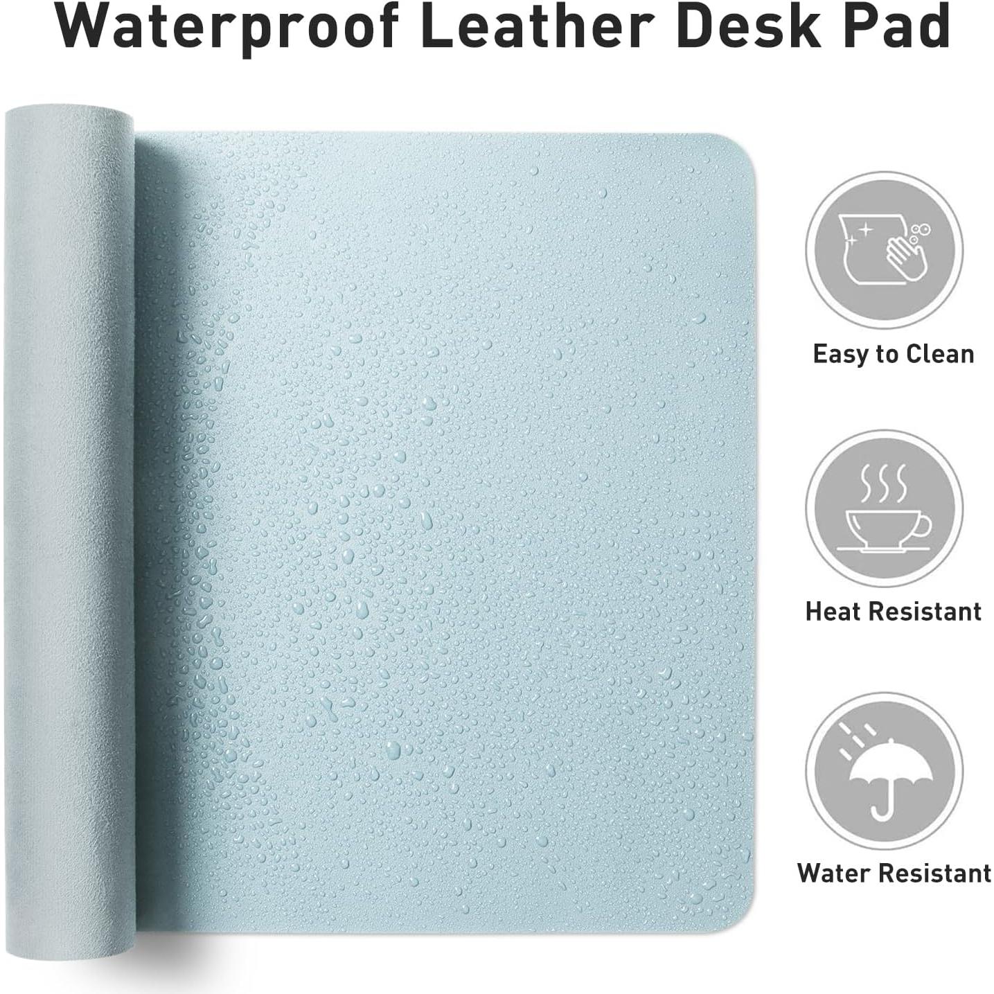 Alfombrilla de Escritorio Aothia de Cuero PU 60x35 cm Azul Bebé