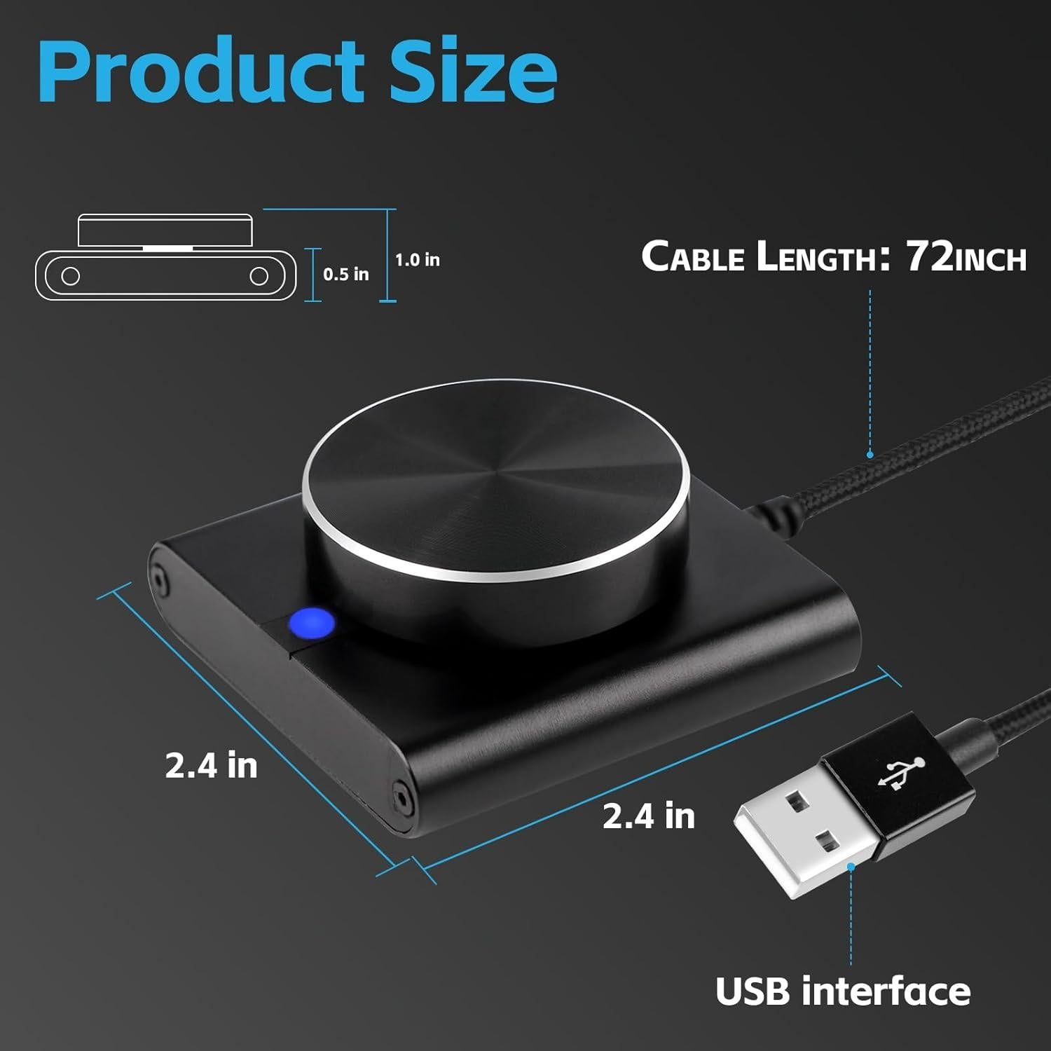 Controlador de Volumen USB Metálico para PC y Mac