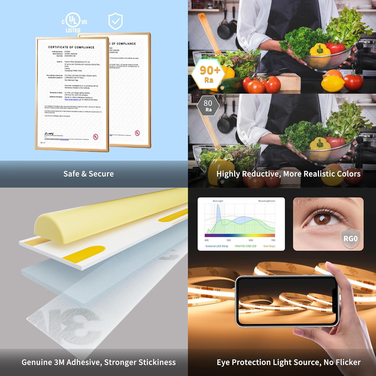 Tira LED COB PAUTIX 2m con Sensor de Movimiento 2700K