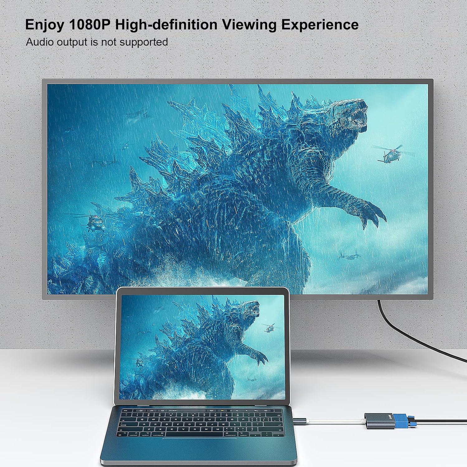 Adaptador BENFEI USB-C a VGA Gris - Compatible con MacBook y iPhone