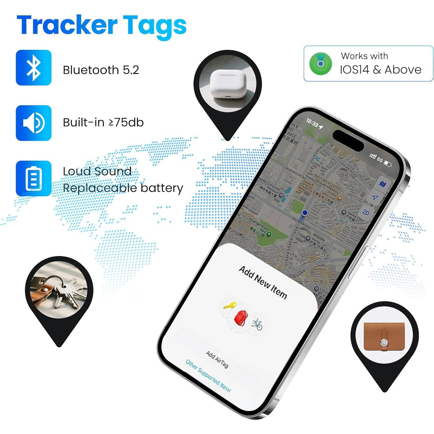 Localizador Bluetooth UUMEE para Llaves y Equipaje - 2 Paquete Negro