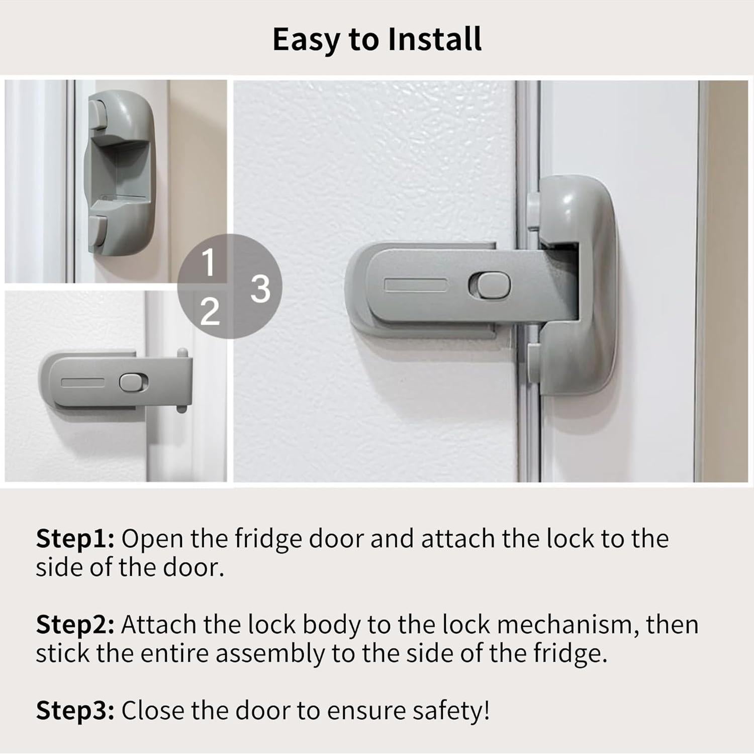 Cerradura de Nevera a Prueba de Niños HT - Gris, 1 Paquete