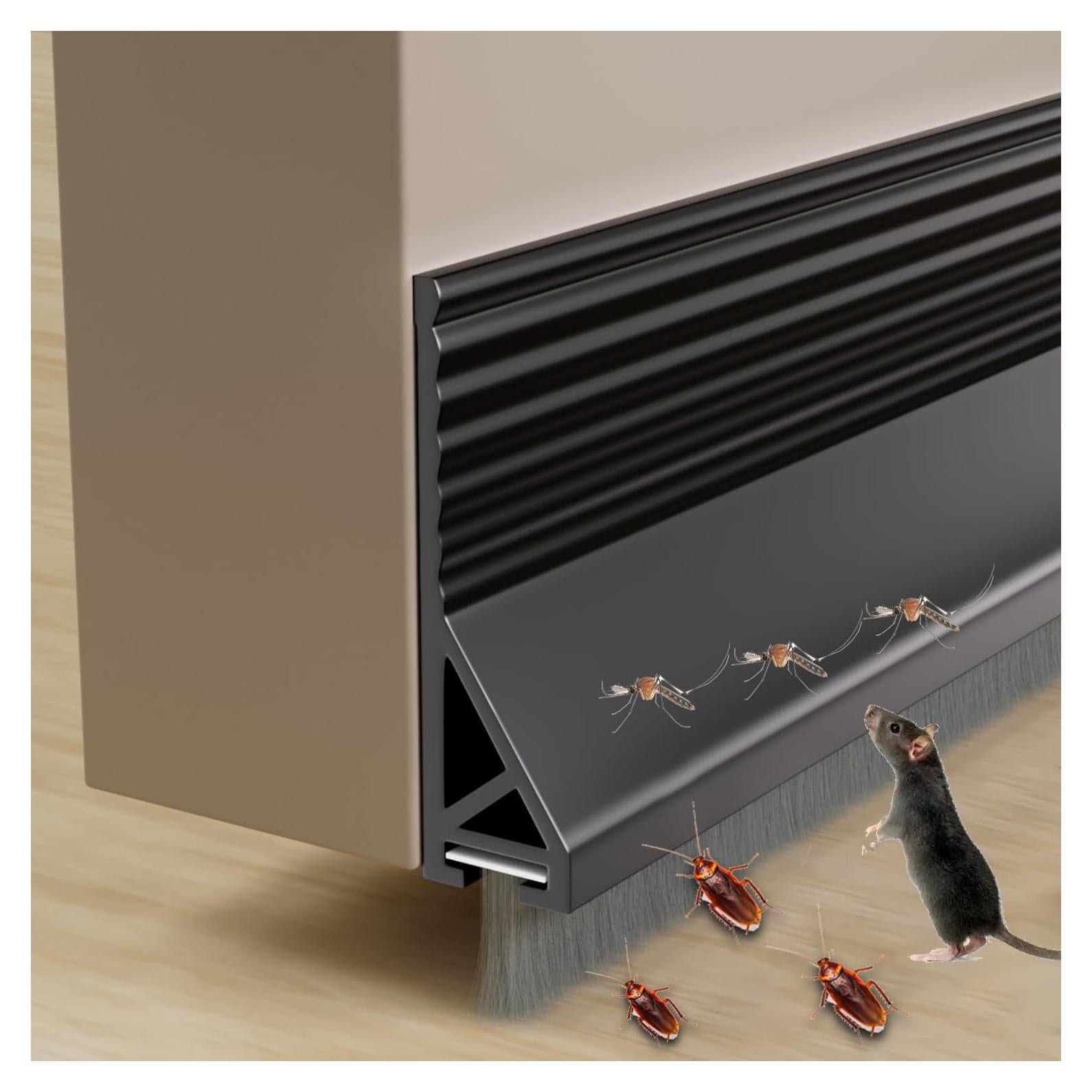 2 PCS Cepillo de Puerta Barrido Inferior DINGLIAN 5.08 cm x 99 cm Negro