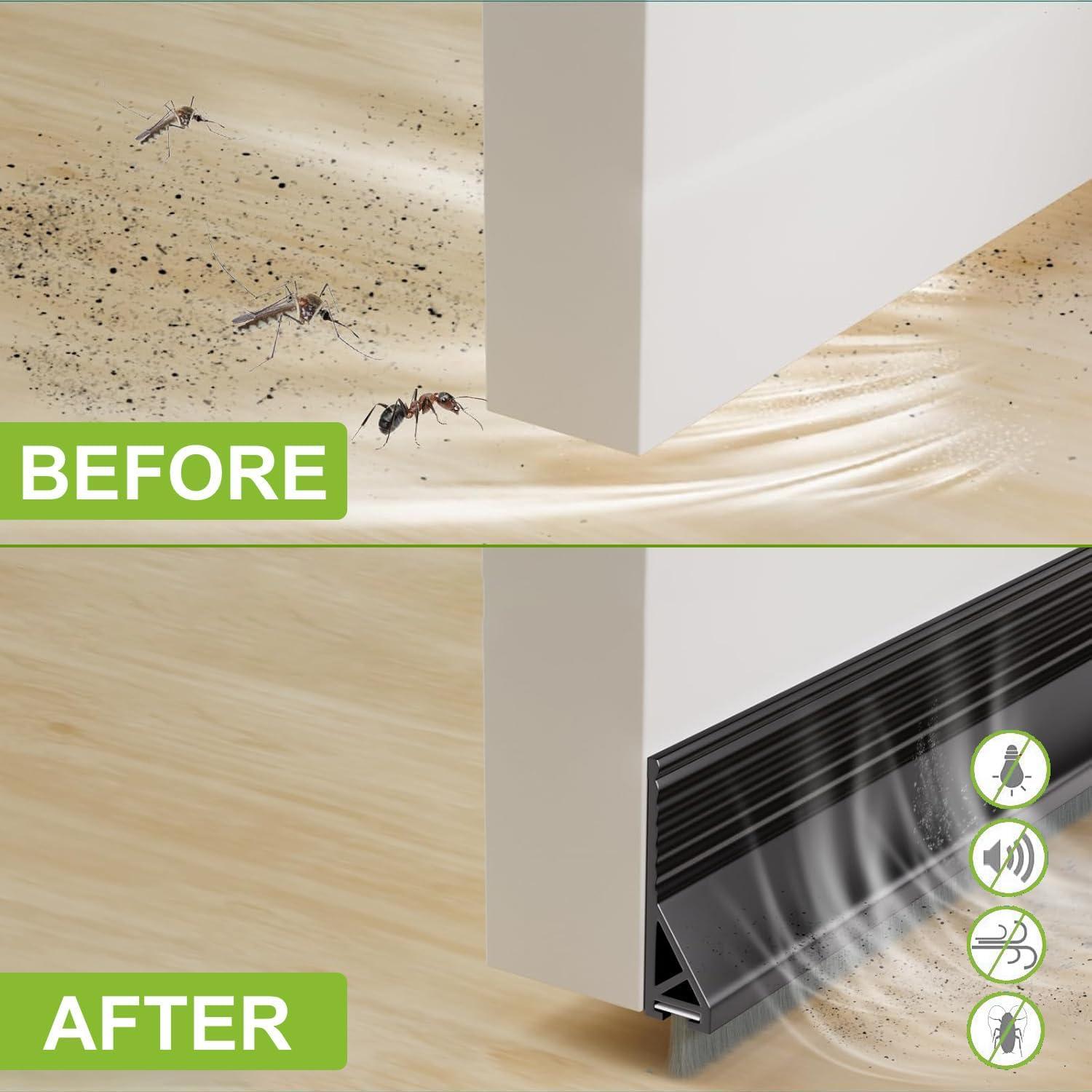 2 PCS Cepillo de Puerta Barrido Inferior DINGLIAN 5.08 cm x 99 cm Negro