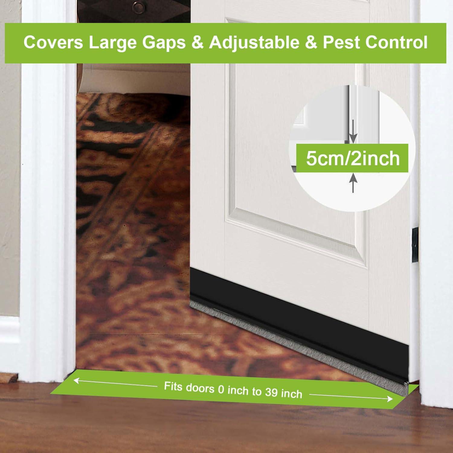 2 PCS Cepillo de Puerta Barrido Inferior DINGLIAN 5.08 cm x 99 cm Negro