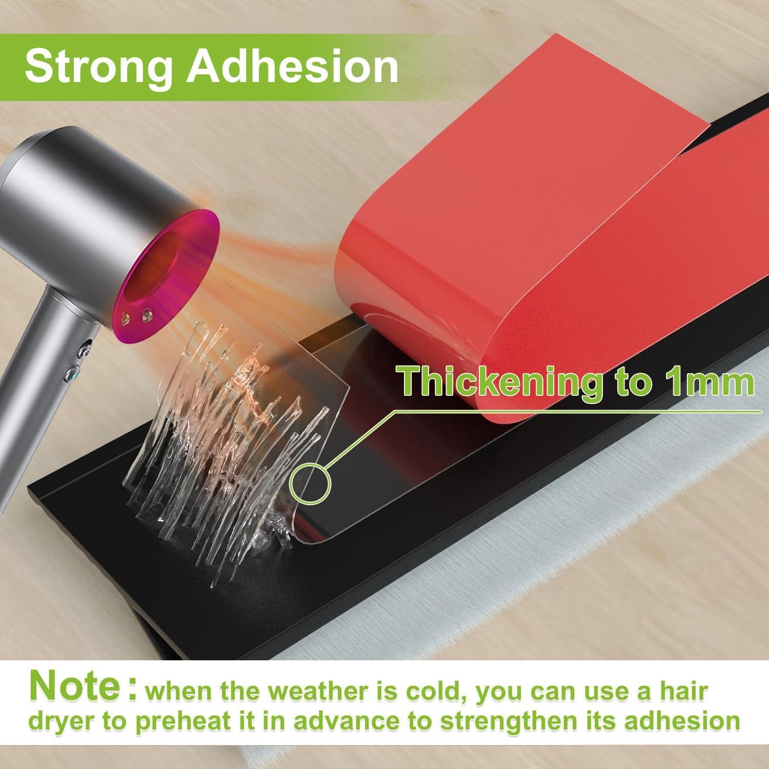 2 PCS Cepillo de Puerta Barrido Inferior DINGLIAN 5.08 cm x 99 cm Negro