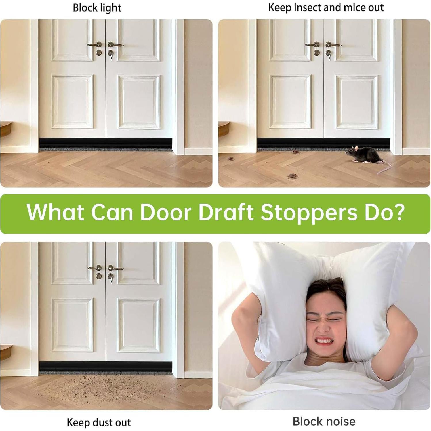 2 PCS Cepillo de Puerta Barrido Inferior DINGLIAN 5.08 cm x 99 cm Negro